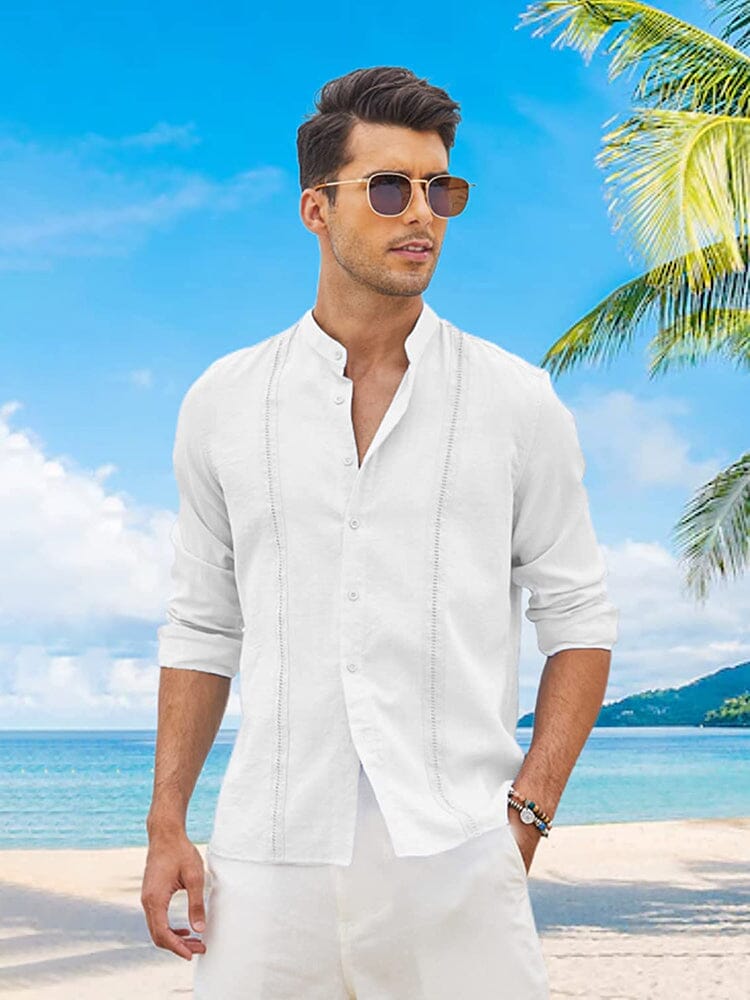 Camisa guayabera cubana de lino bordada