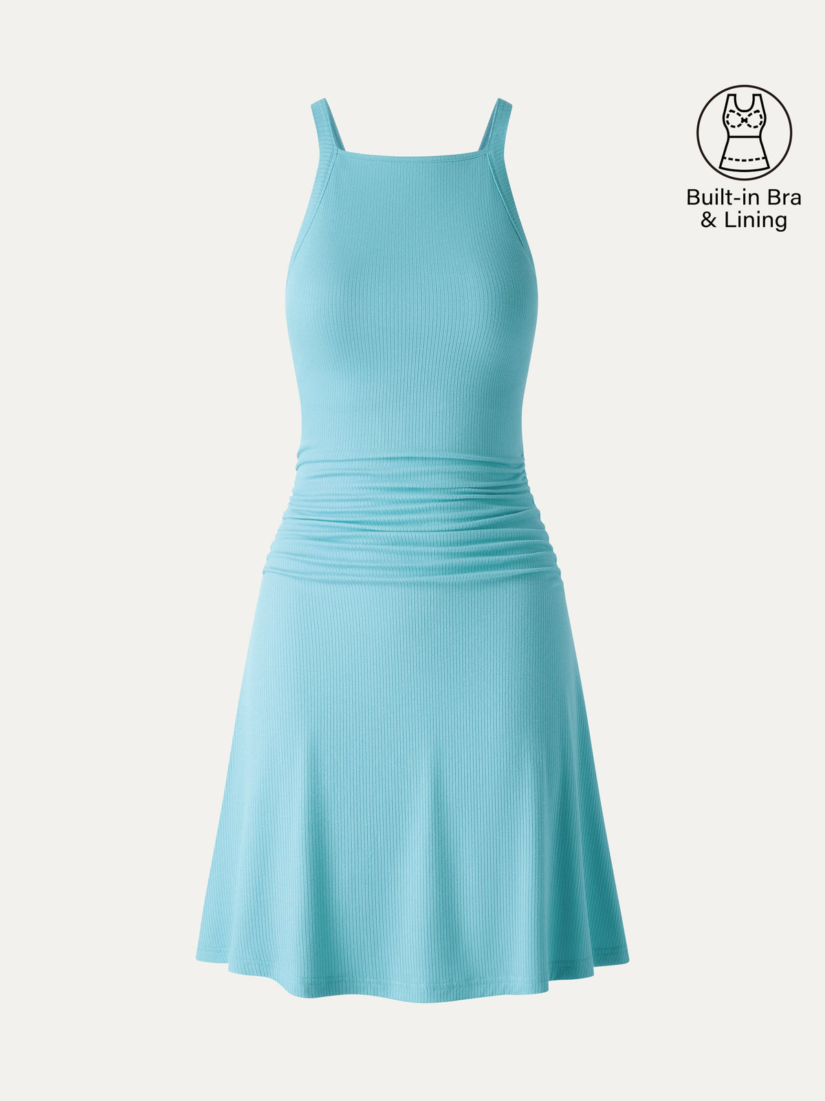Vestido brami mini de cuello cuadrado fruncido, tacto fresco
