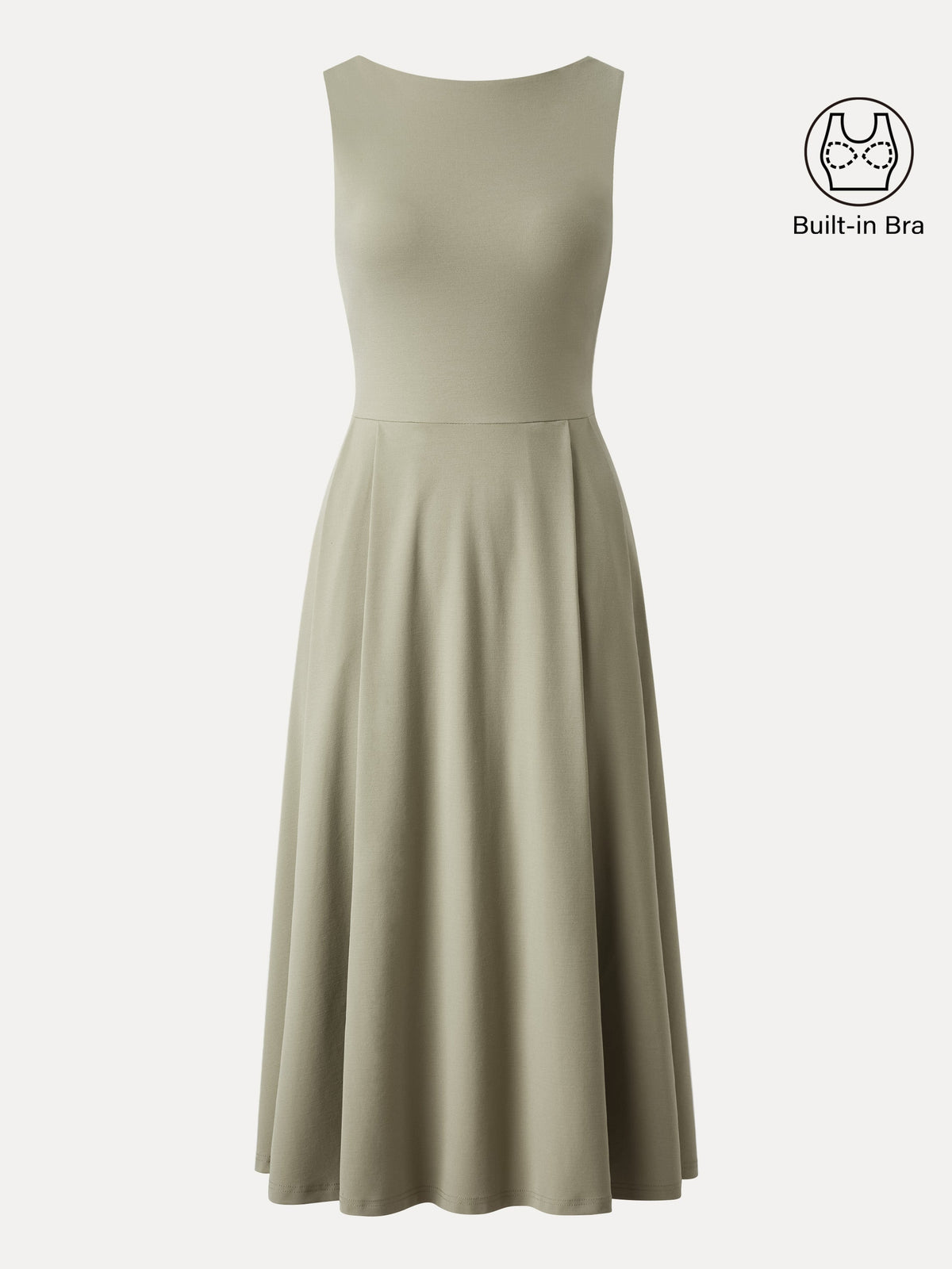 Vestido midi brami de cuello barco en punto de bambú