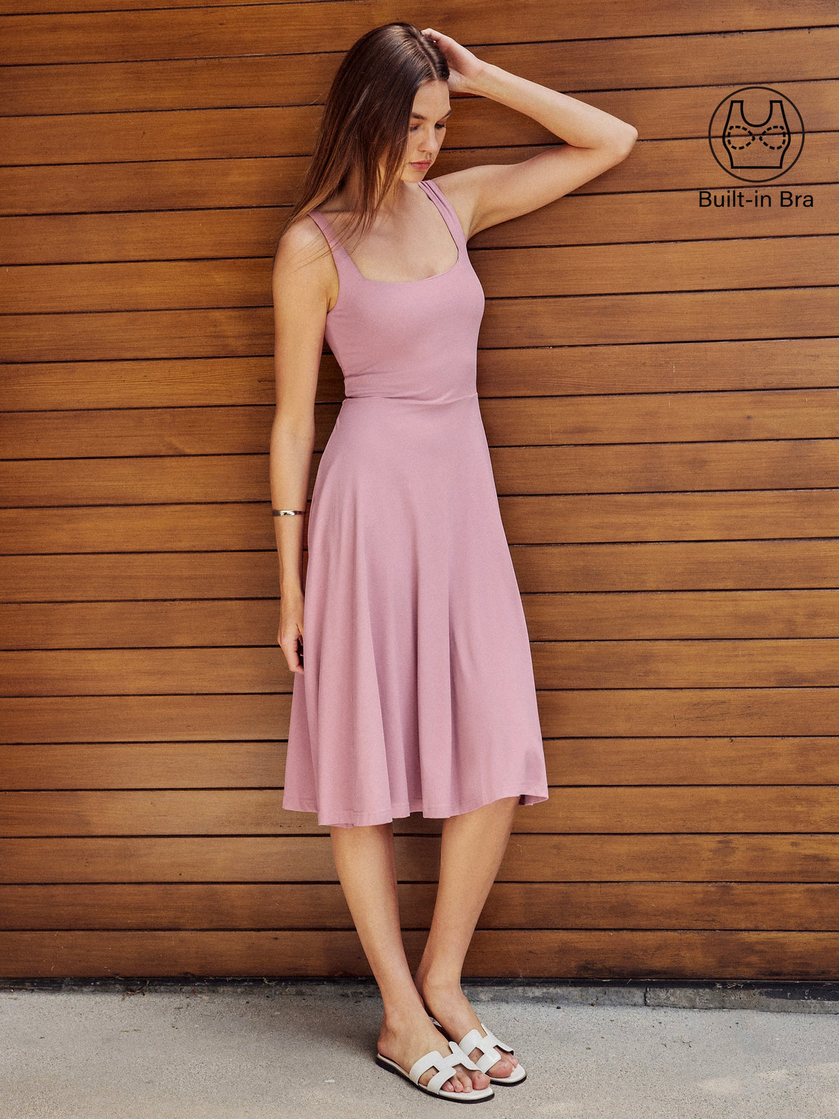Vestido brami midi vaporoso de cuello cuadrado