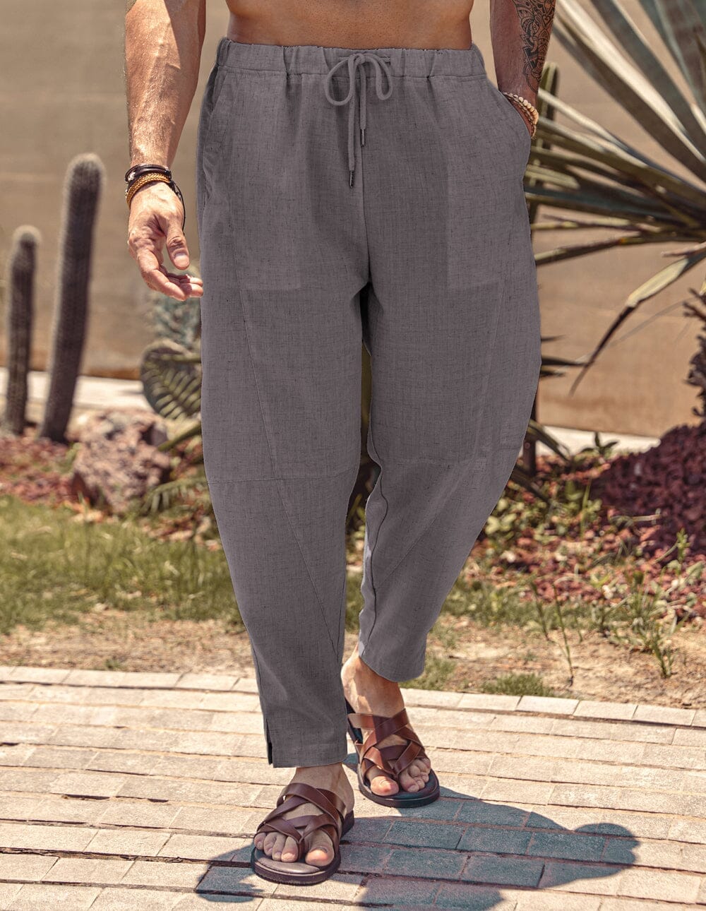Pantalón harem holgado estilo playa