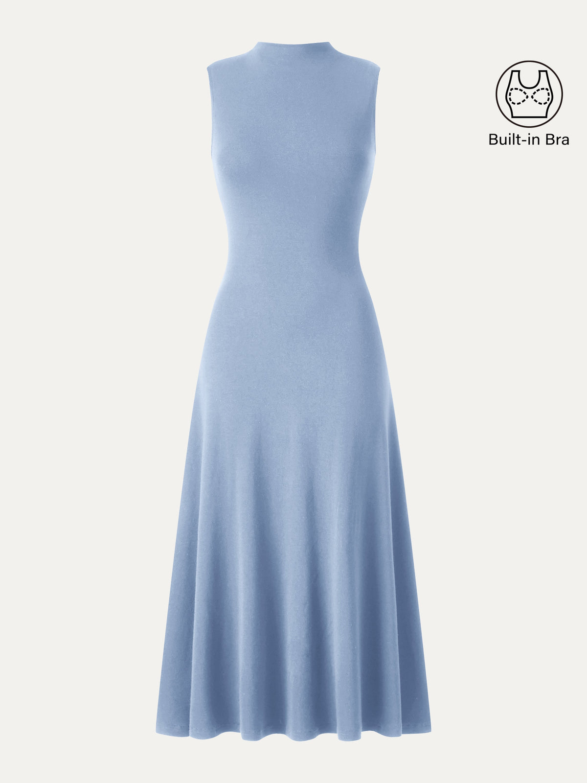 Vestido brami midi línea A de cuello alto sin mangas