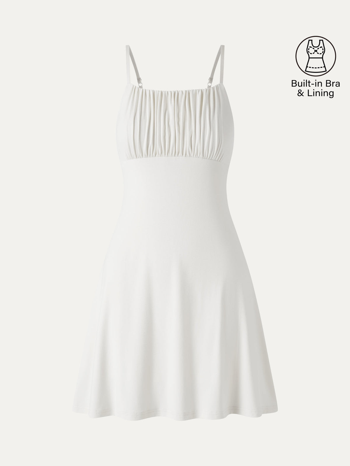 Vestido brami mini de cuello cuadrado fruncido con tirantes finos