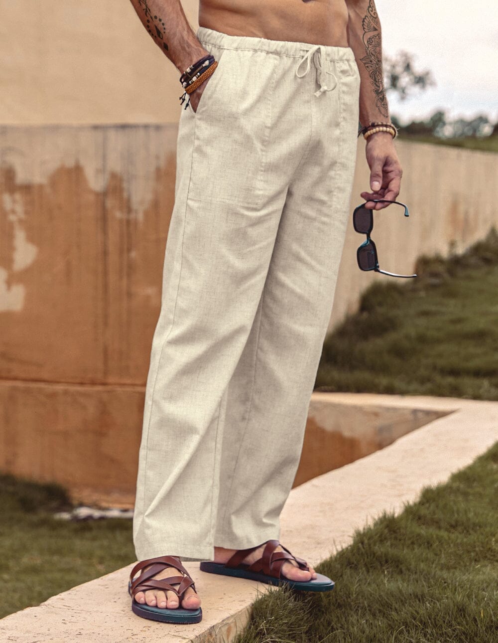 Pantalón holgado estilo lino