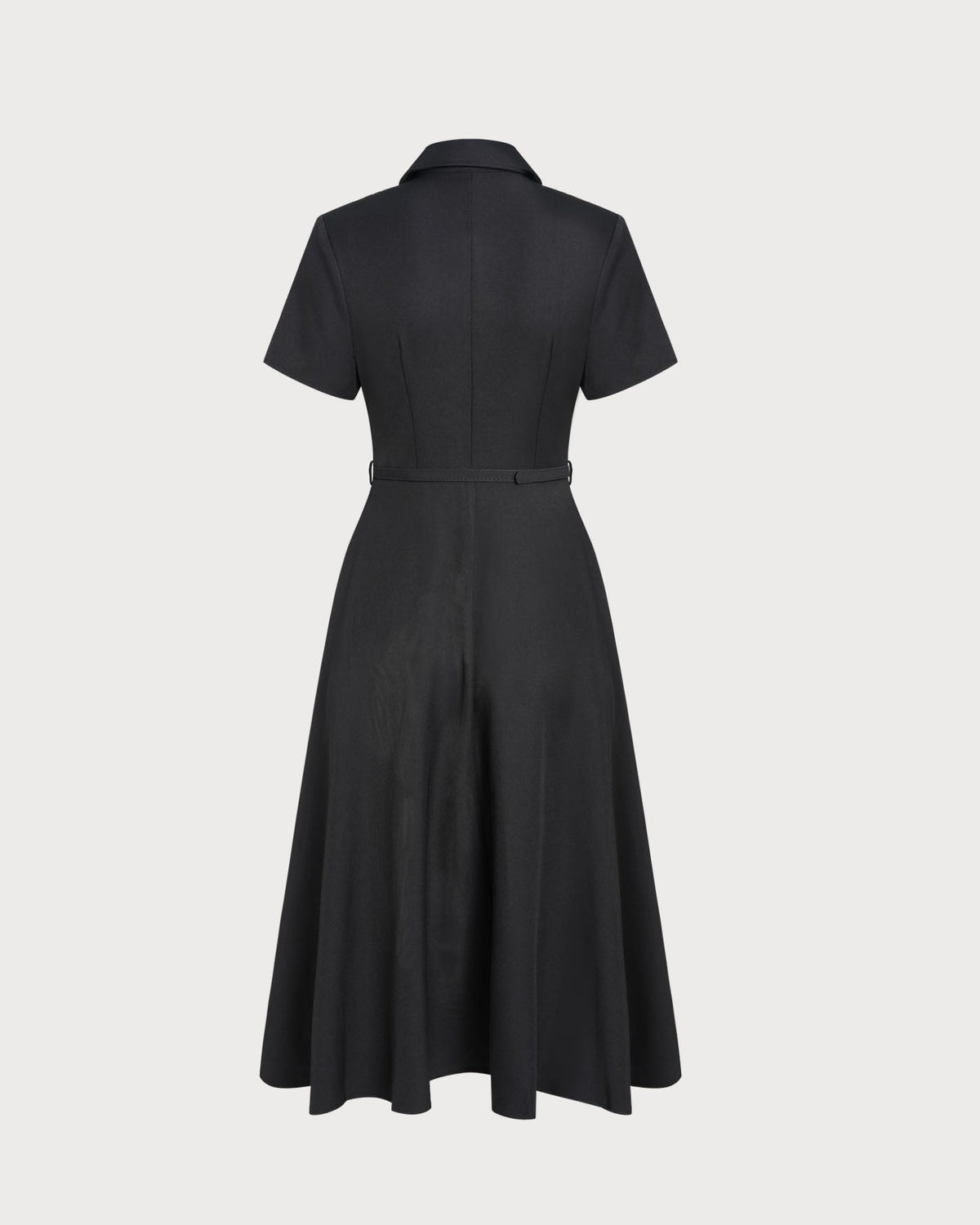 Vestido midi negro con cinturón de silueta en A