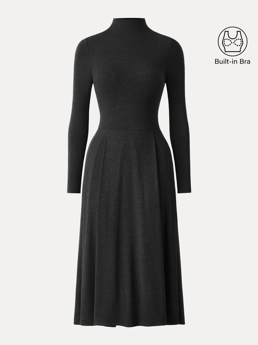 Vestido brami midi de cuello alto plisado con bolsillos