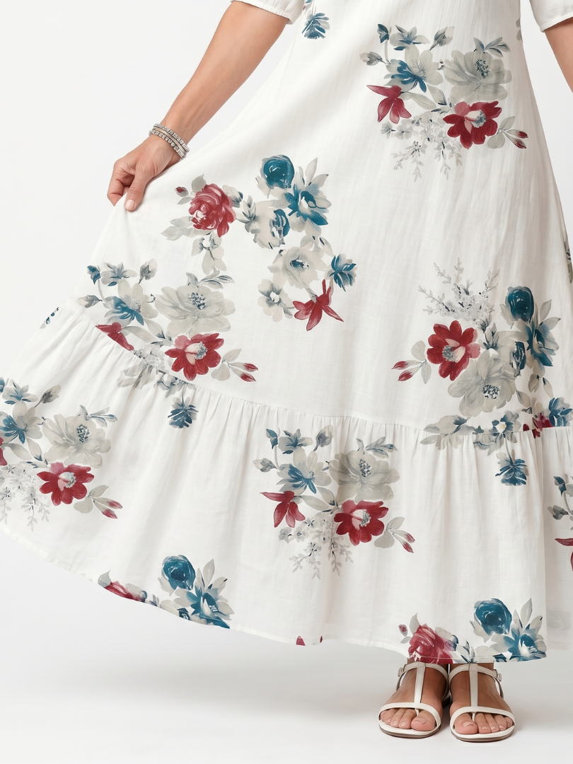 Vestido midi Maeva floral con lazos de borlas