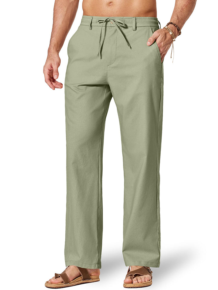 Pantalón cómodo de algodón y lino