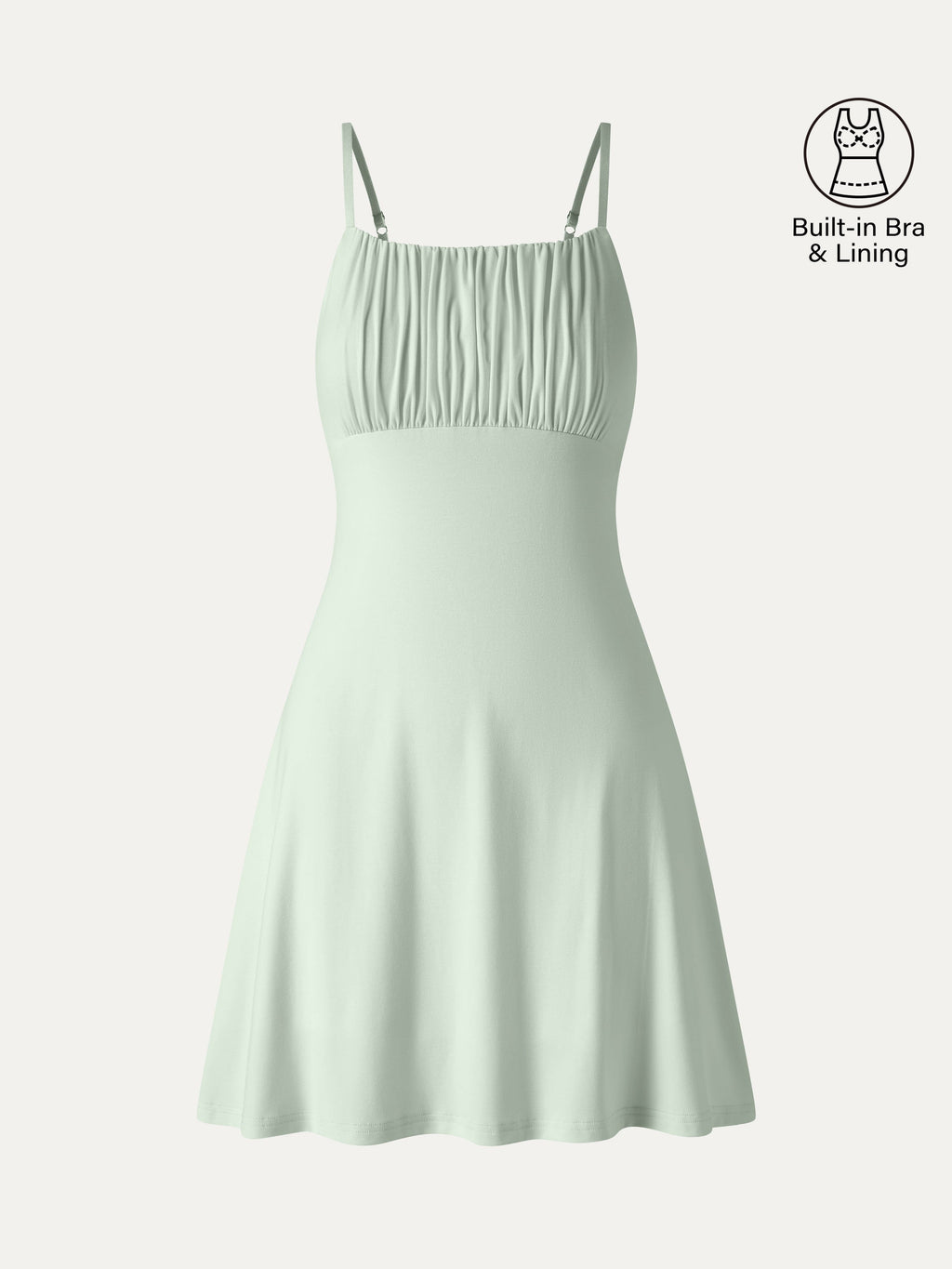 Vestido brami mini de cuello cuadrado fruncido con tirantes finos