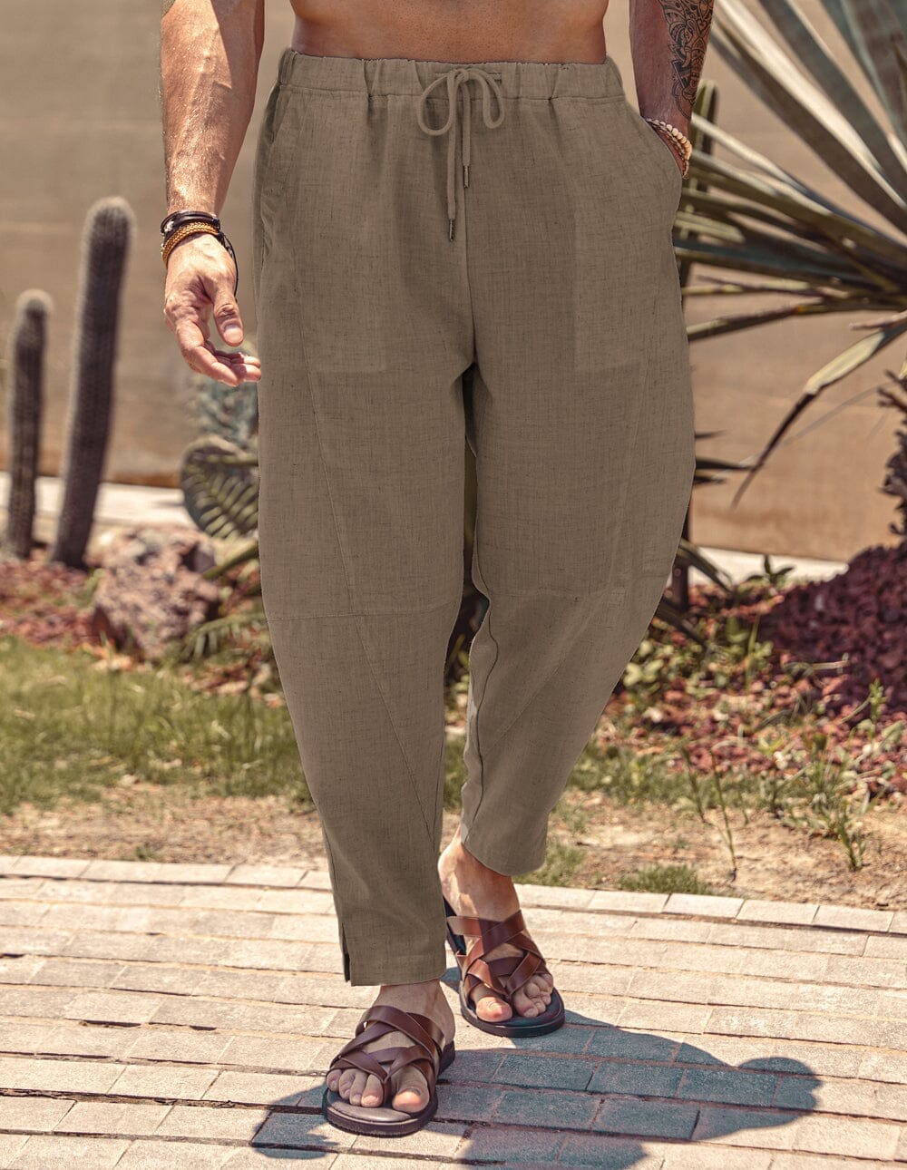 Pantalón harem holgado estilo playa