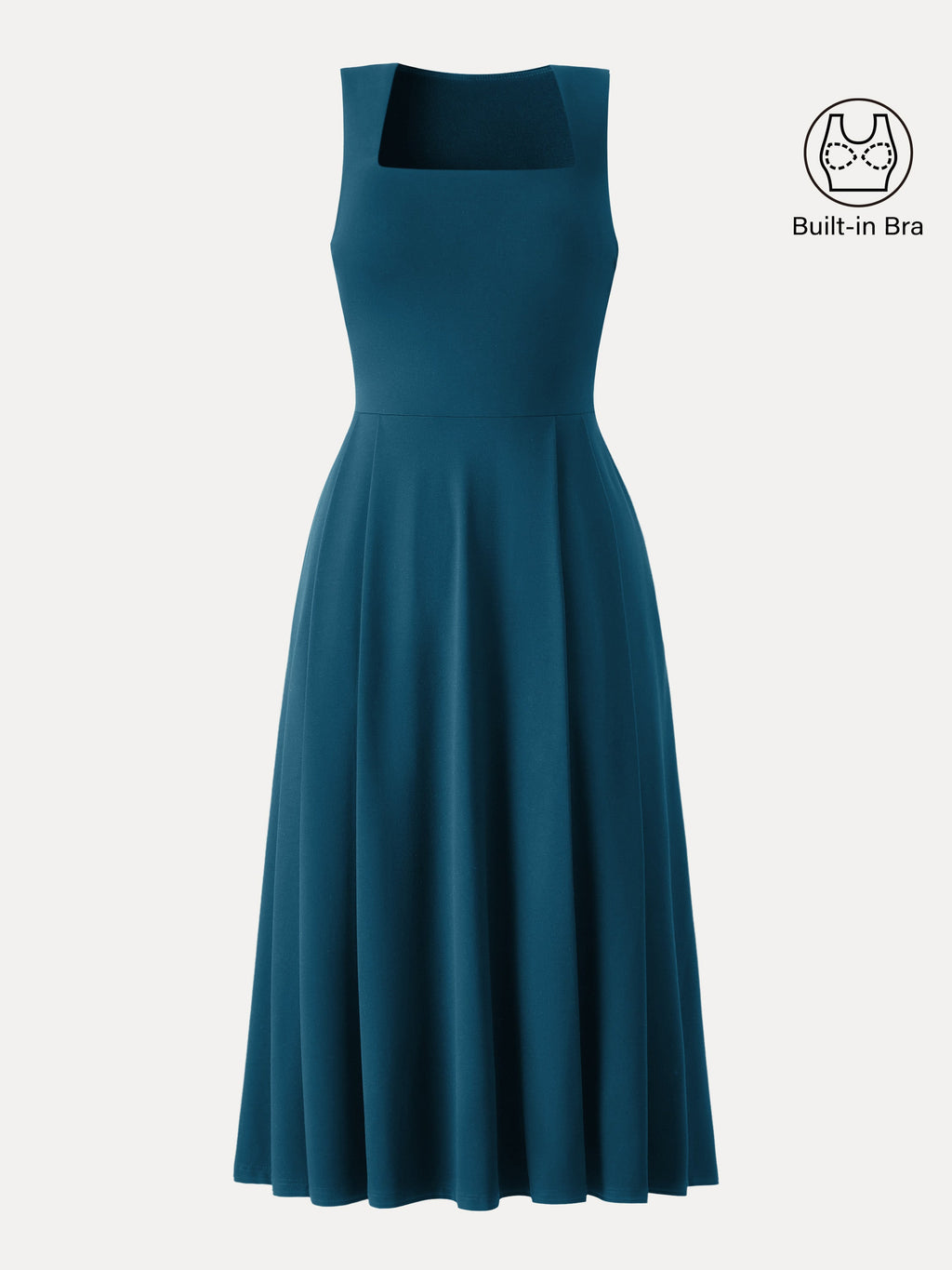 Vestido midi negro brami de cuello cuadrado