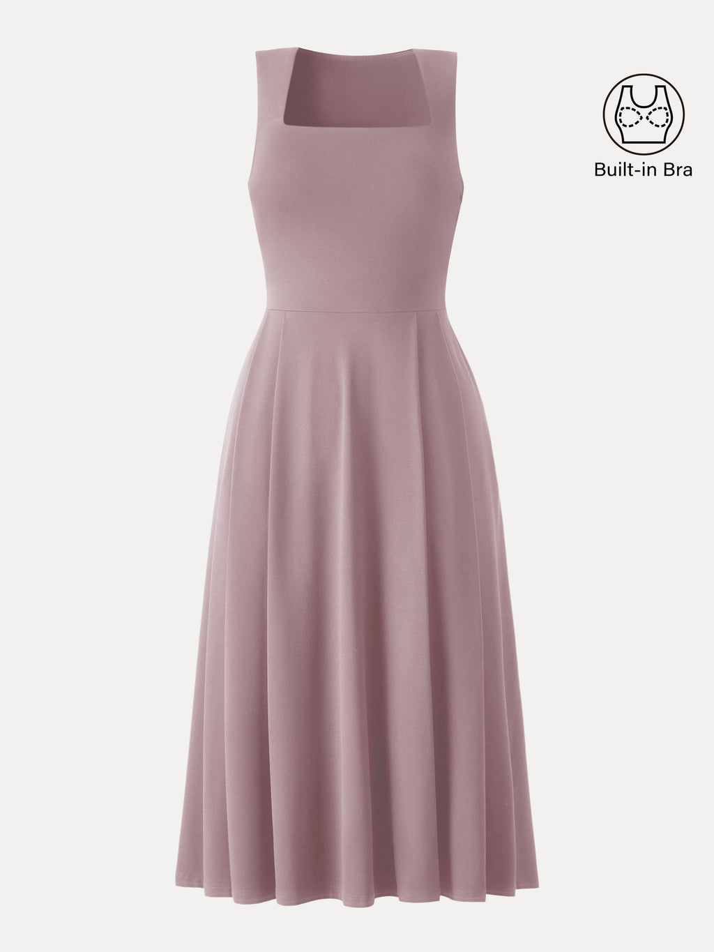 Vestido midi negro brami de cuello cuadrado