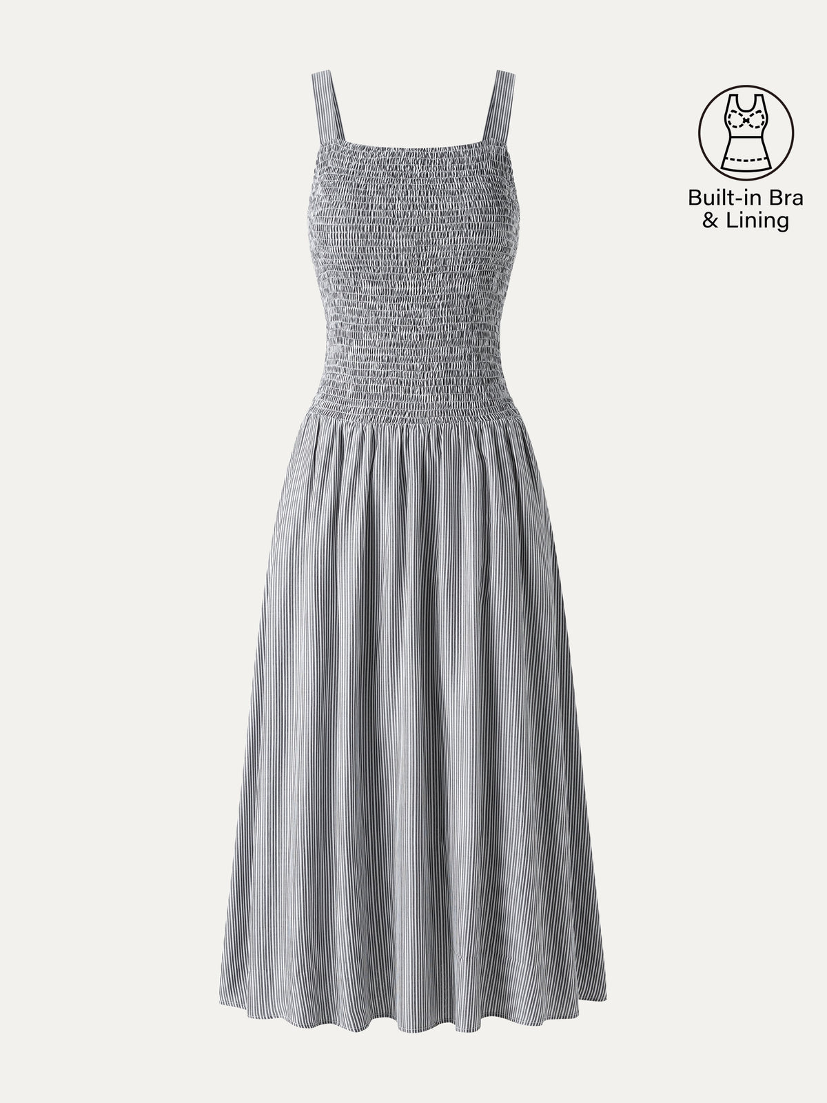 Vestido midi brami de popelín a rayas con espalda abierta
