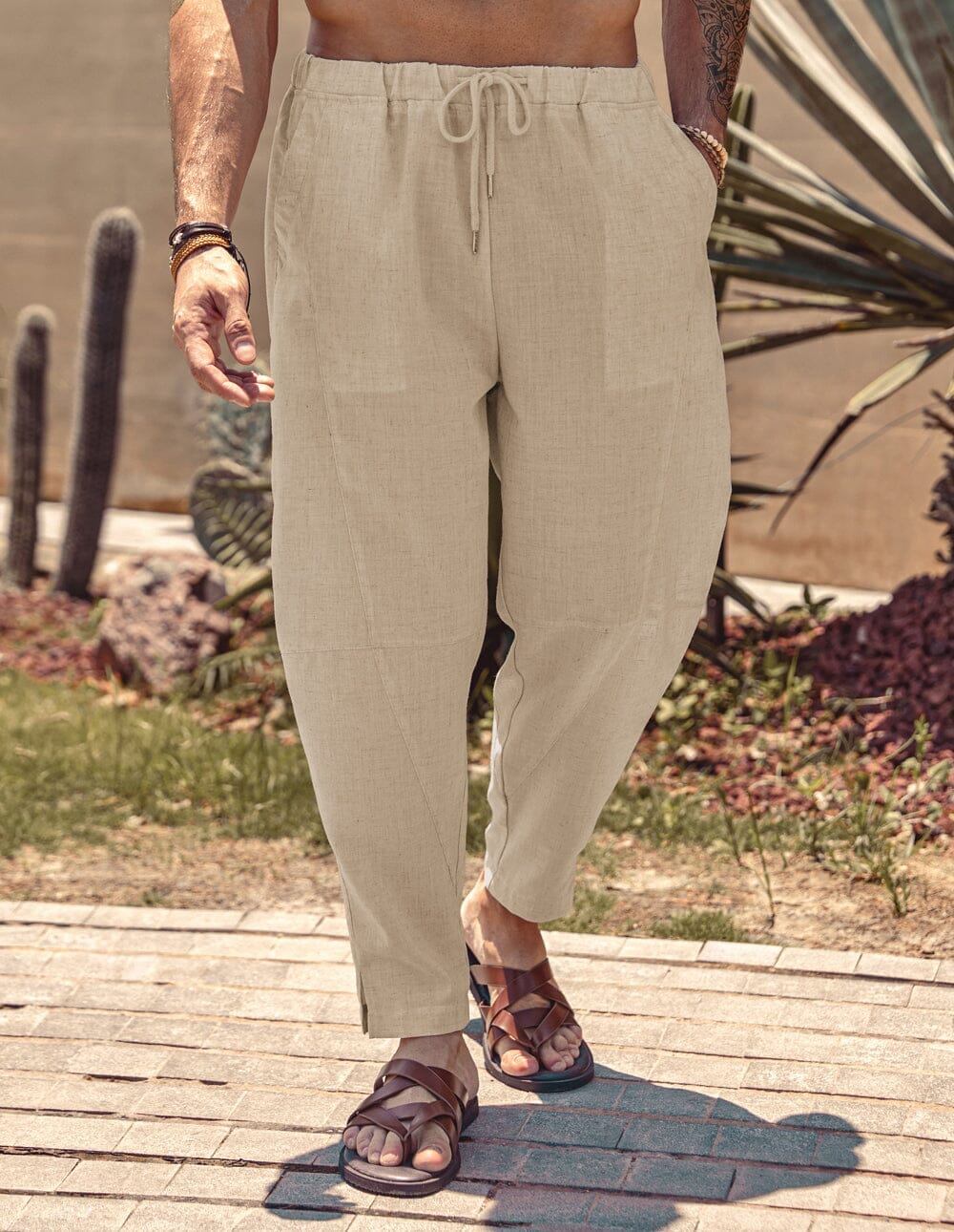 Pantalón harem holgado estilo playa