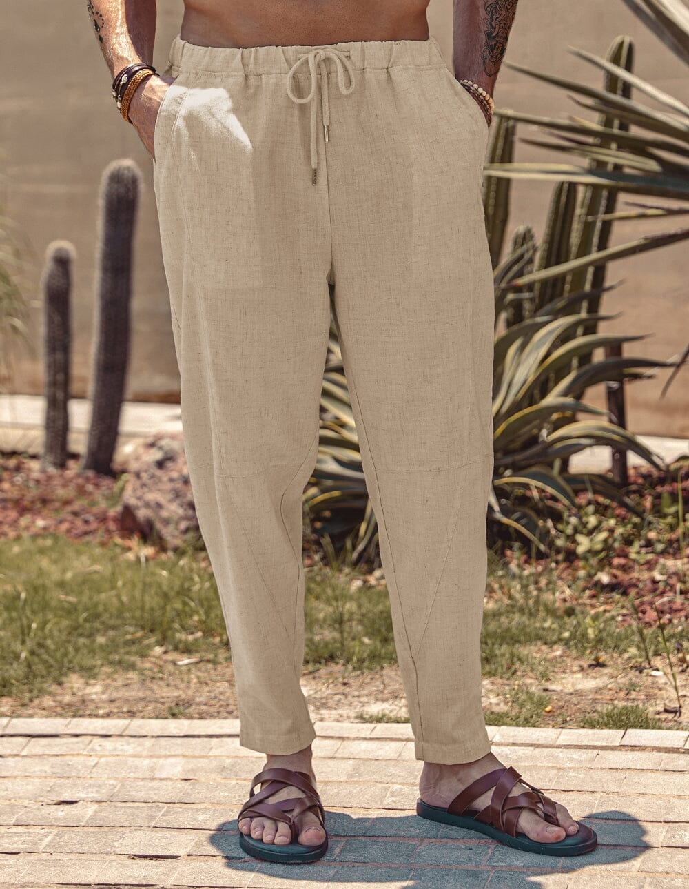 Pantalón harem holgado estilo playa