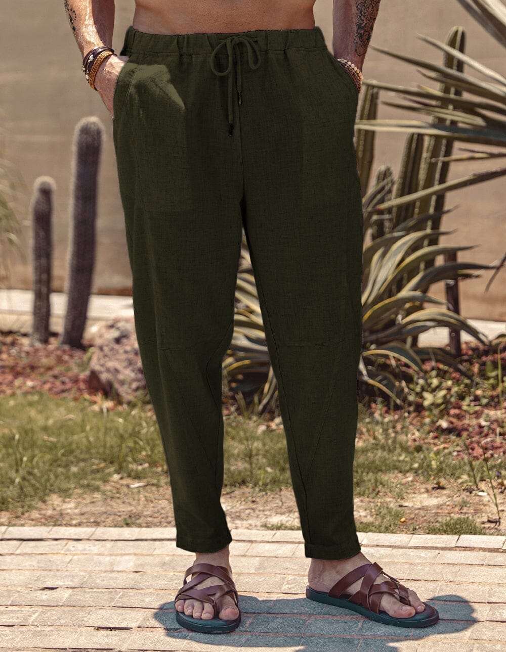 Pantalón harem holgado estilo playa