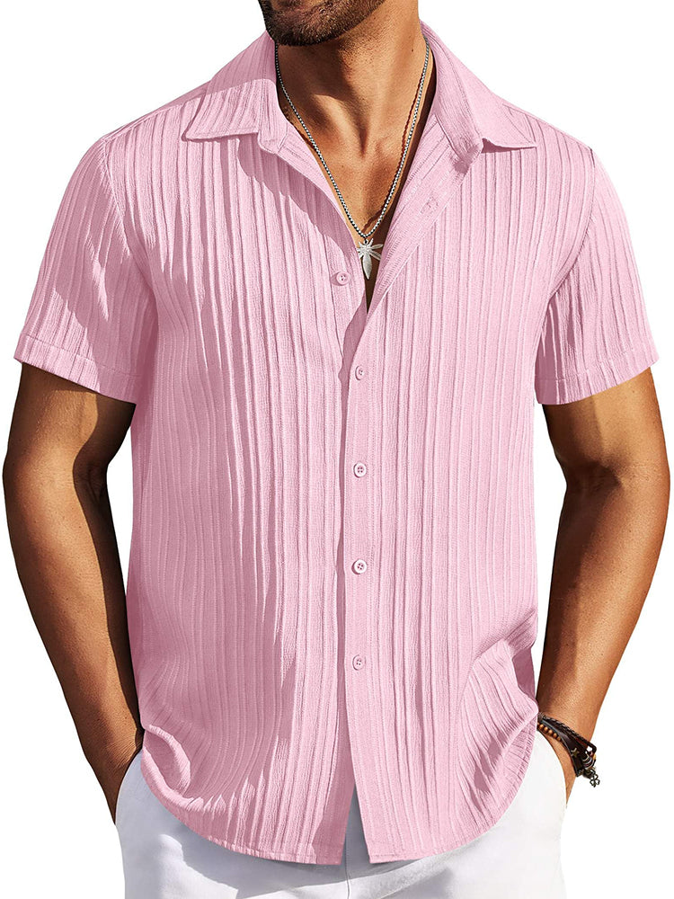 Camisa texturizada de playa de manga corta