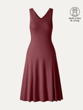 Vestido brami midi línea A de cuello en V, tacto fresco