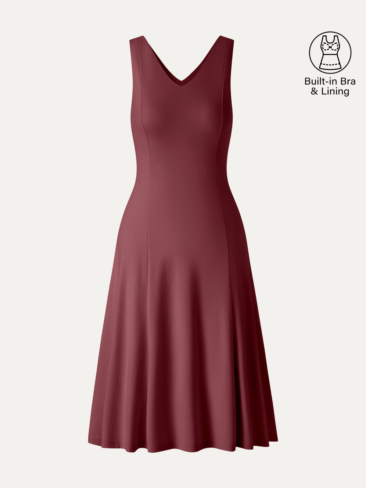 Vestido brami midi línea A de cuello en V, tacto fresco