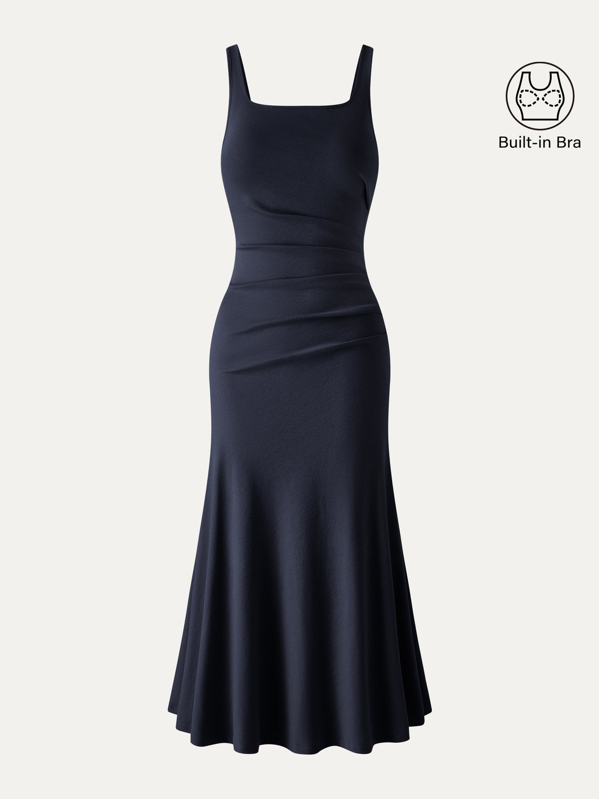 Vestido midi brami de cuello cuadrado con espalda baja