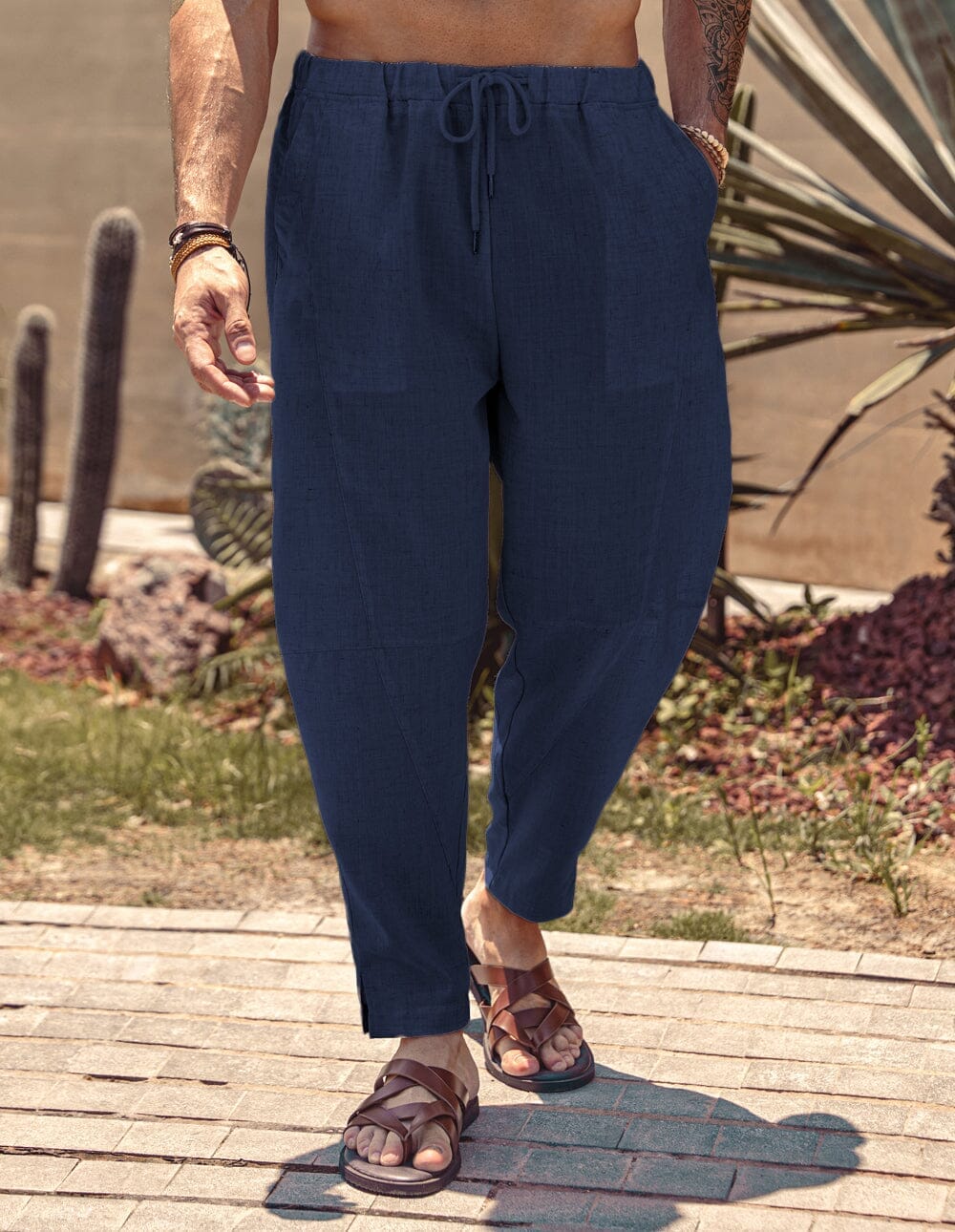 Pantalón harem holgado estilo playa