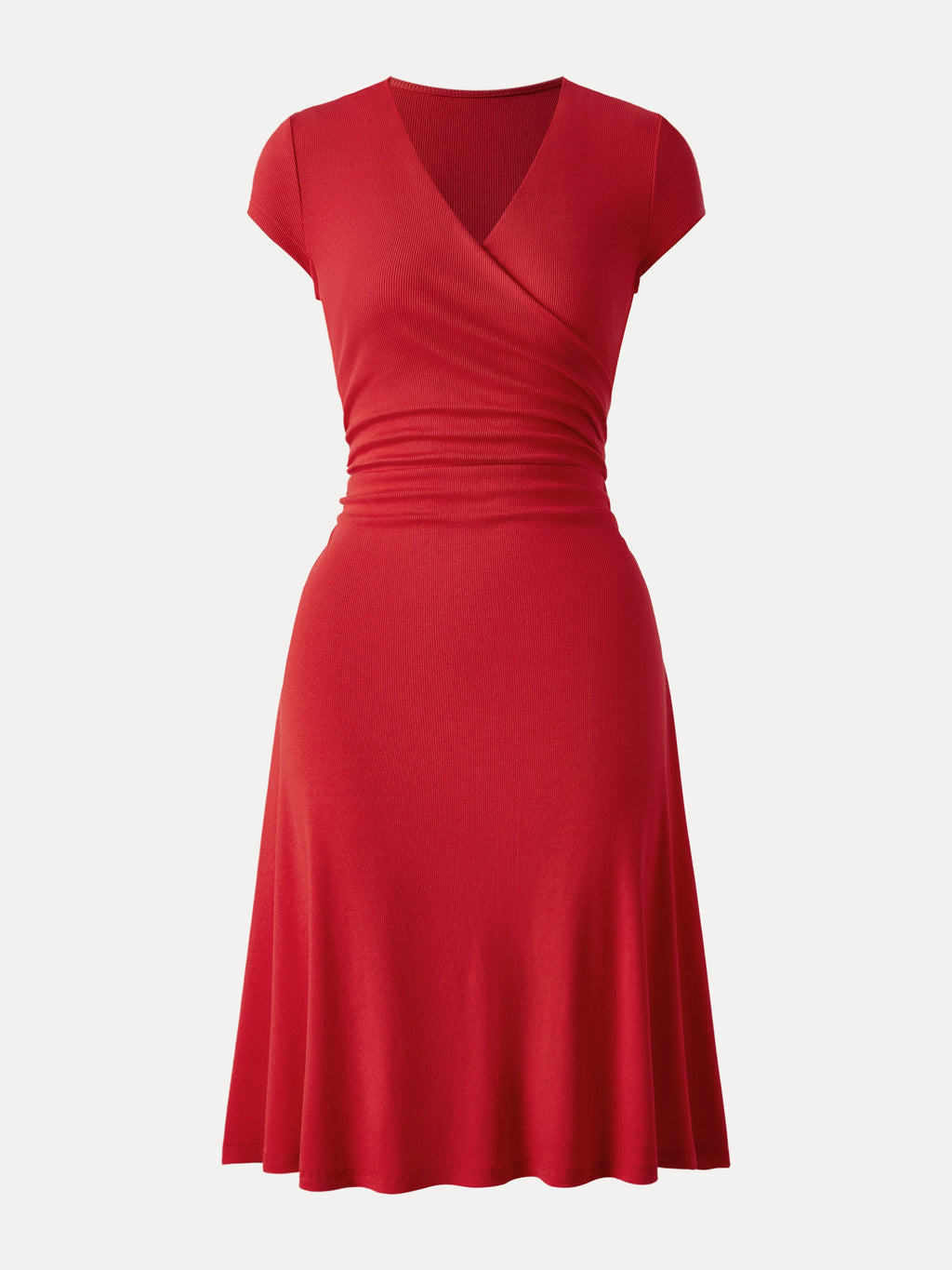 Vestido midi cruzado de cuello en V con mangas cortas