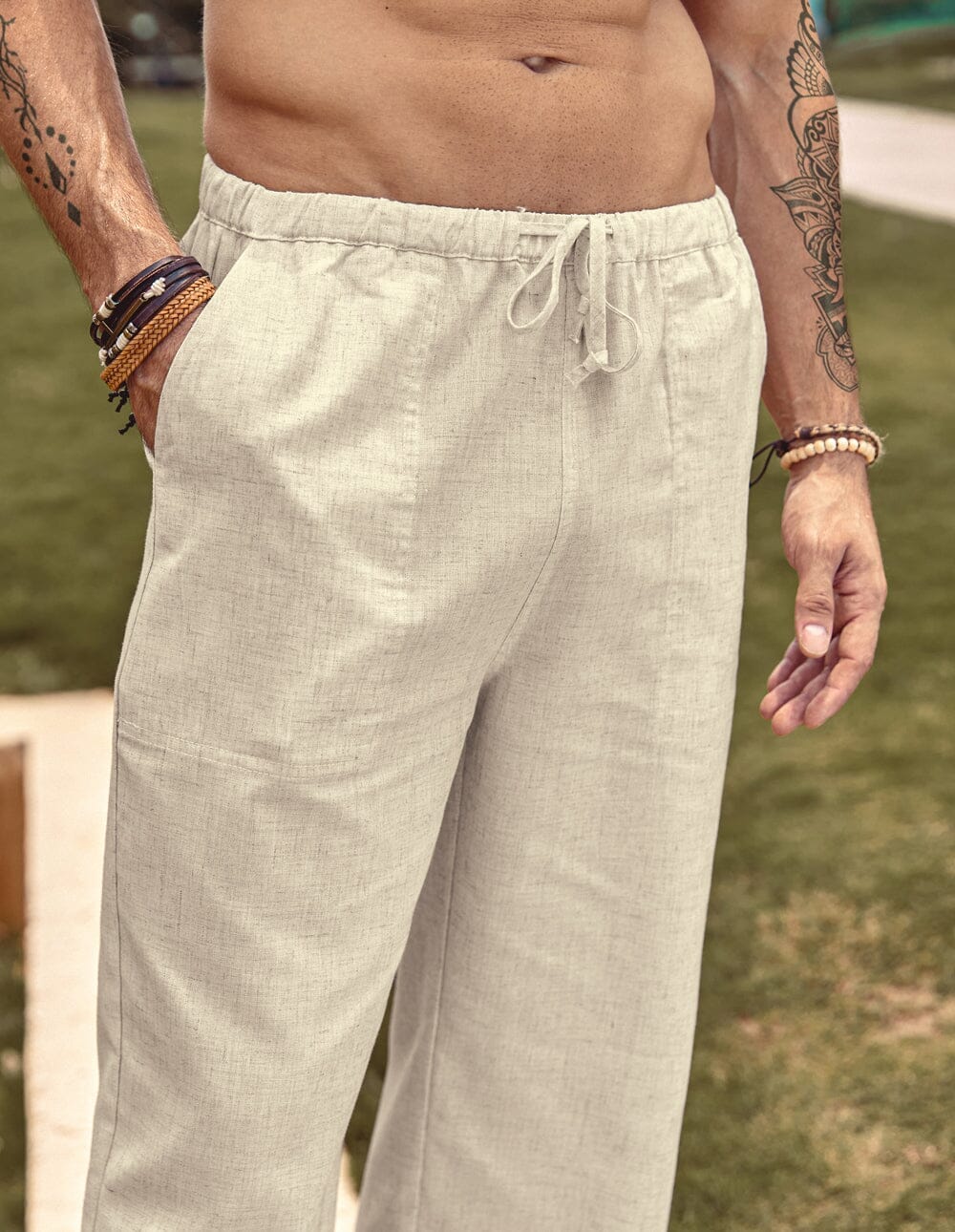 Pantalón holgado estilo lino