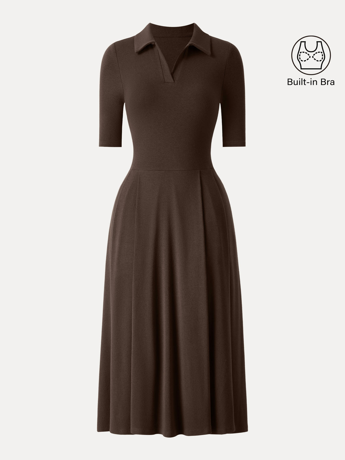 Vestido midi brami de cuello polo y manga a codo