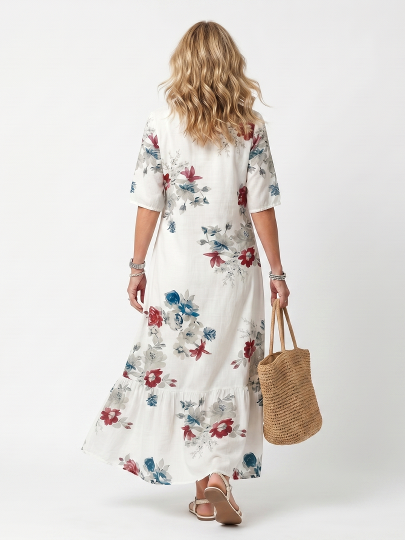 Vestido midi Maeva floral con lazos de borlas