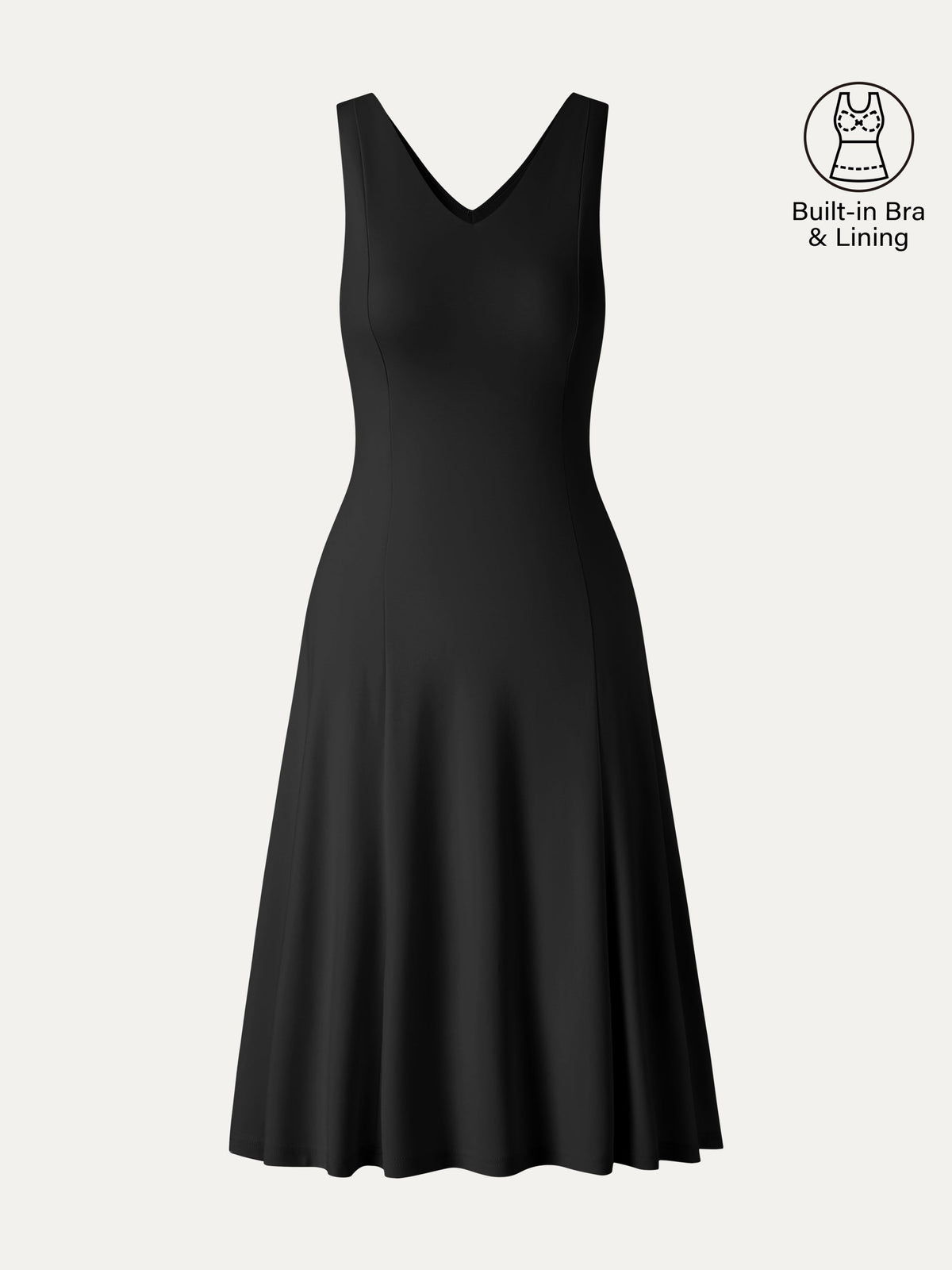 Vestido brami midi línea A de cuello en V, tacto fresco