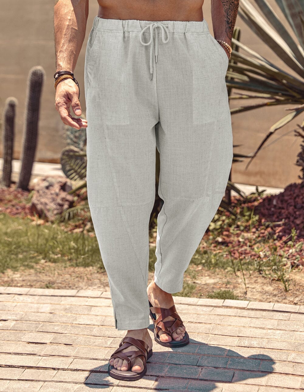 Pantalón harem holgado estilo playa