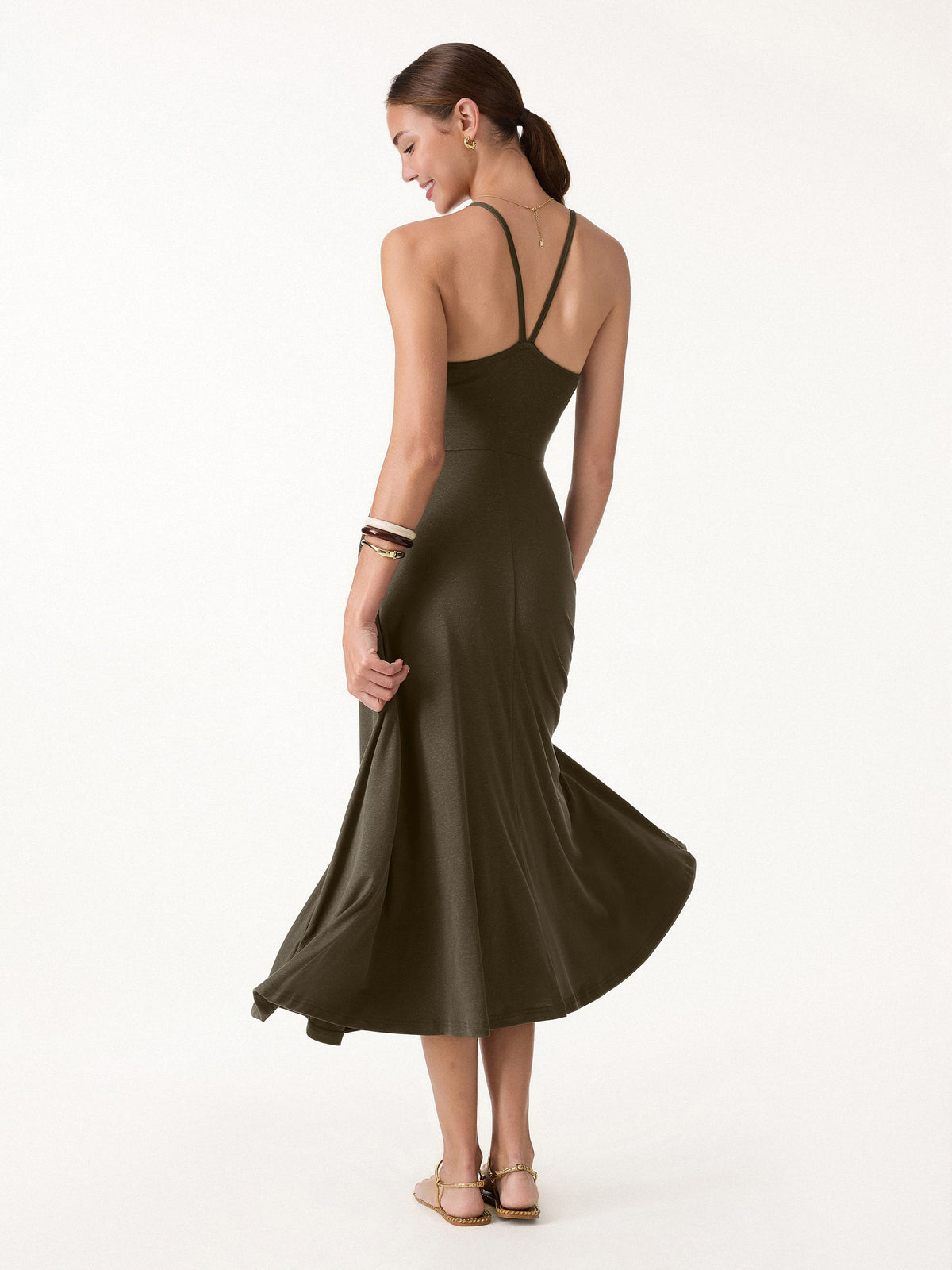 Vestido brami midi de lino y tirantes finos