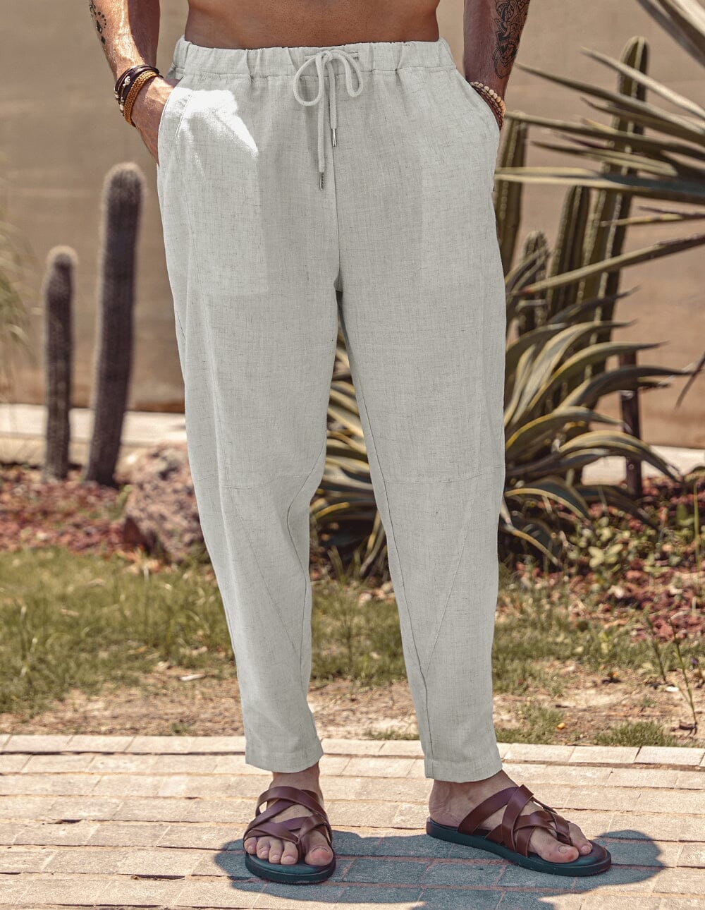 Pantalón harem holgado estilo playa