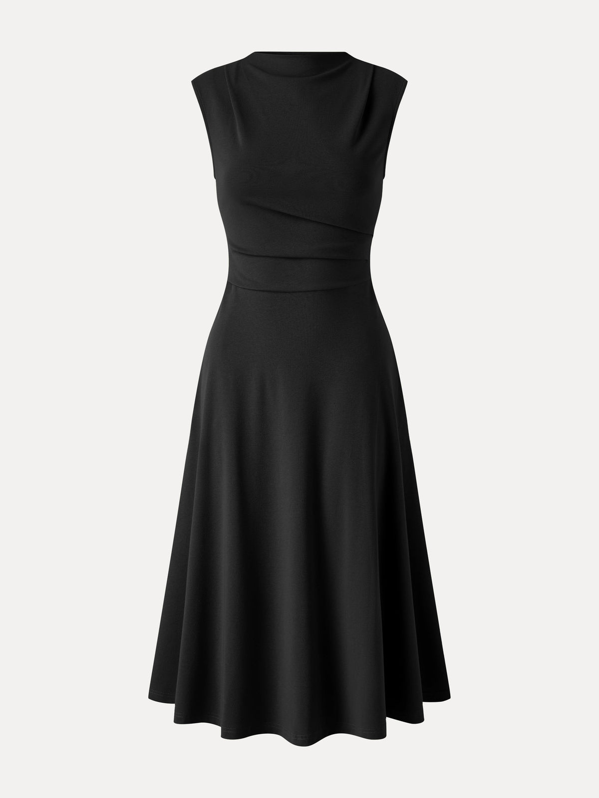 Vestido midi de cuello alto sin mangas con pinzas