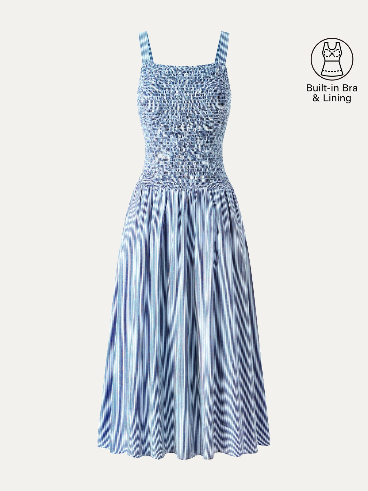 Vestido midi brami de popelín a rayas con espalda abierta