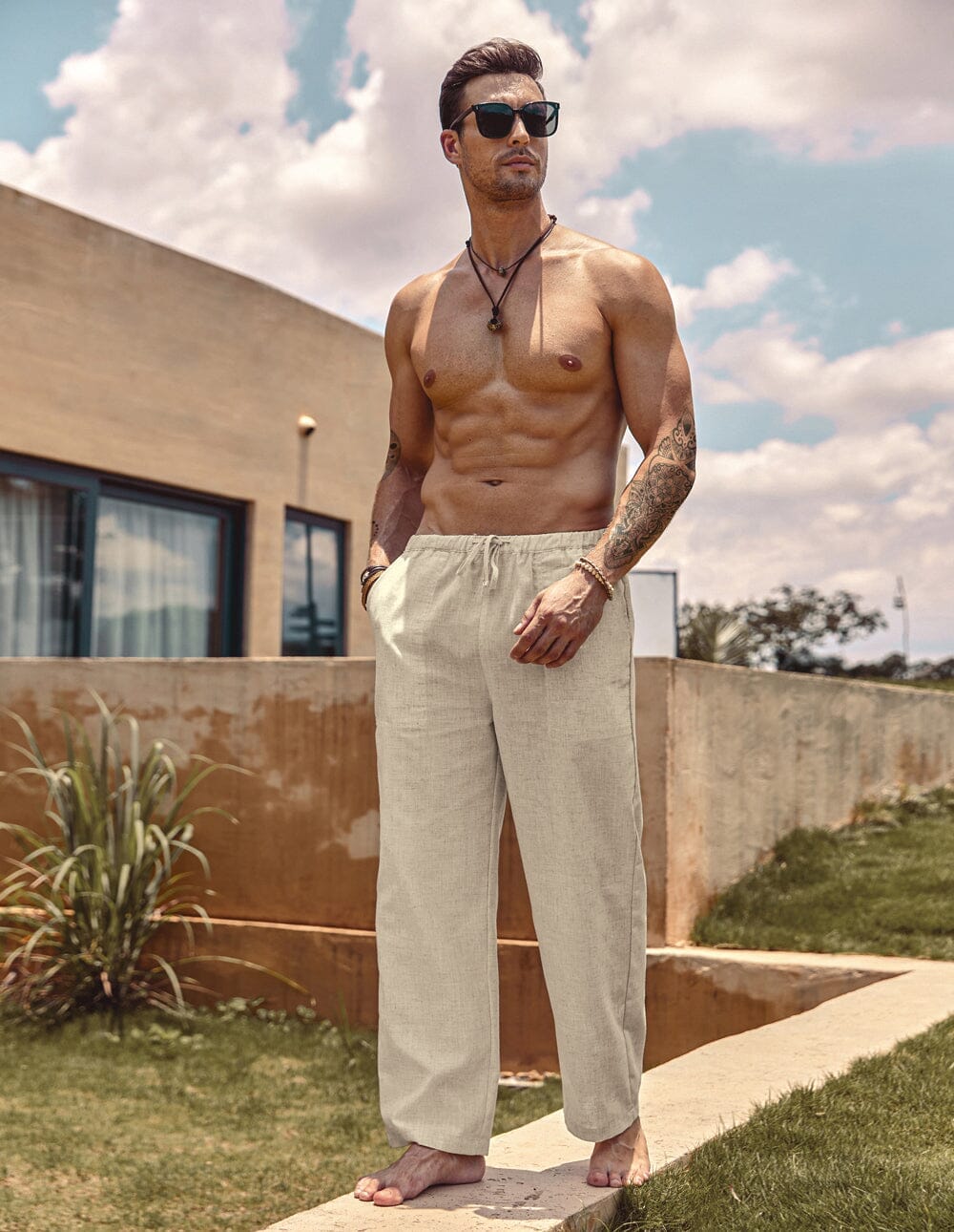 Pantalón holgado estilo lino