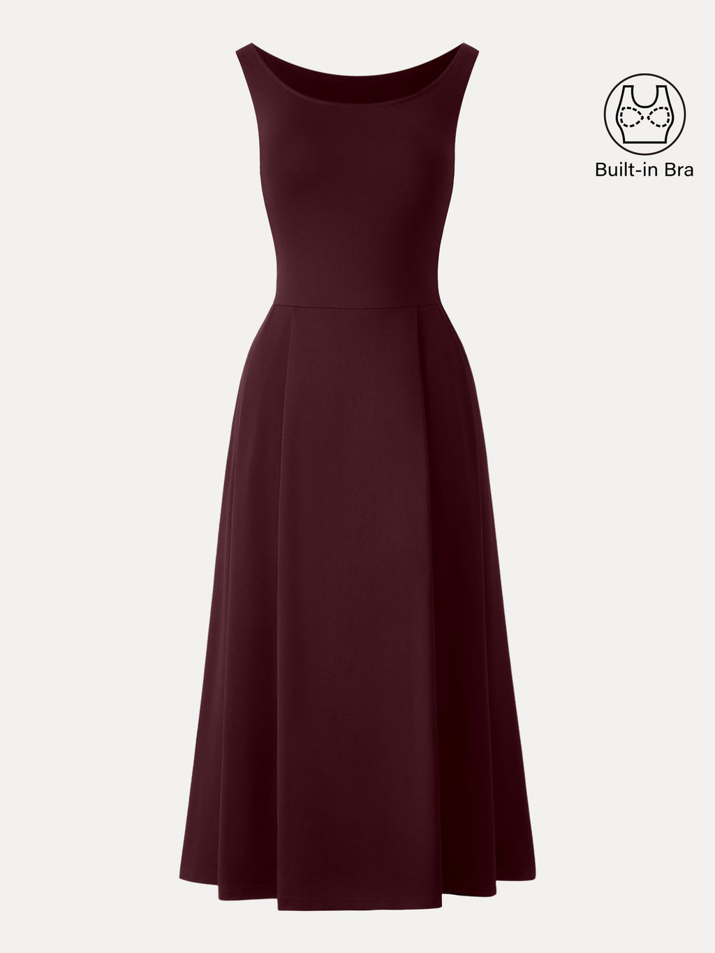 Vestido brami midi de cuello barco con bolsillos