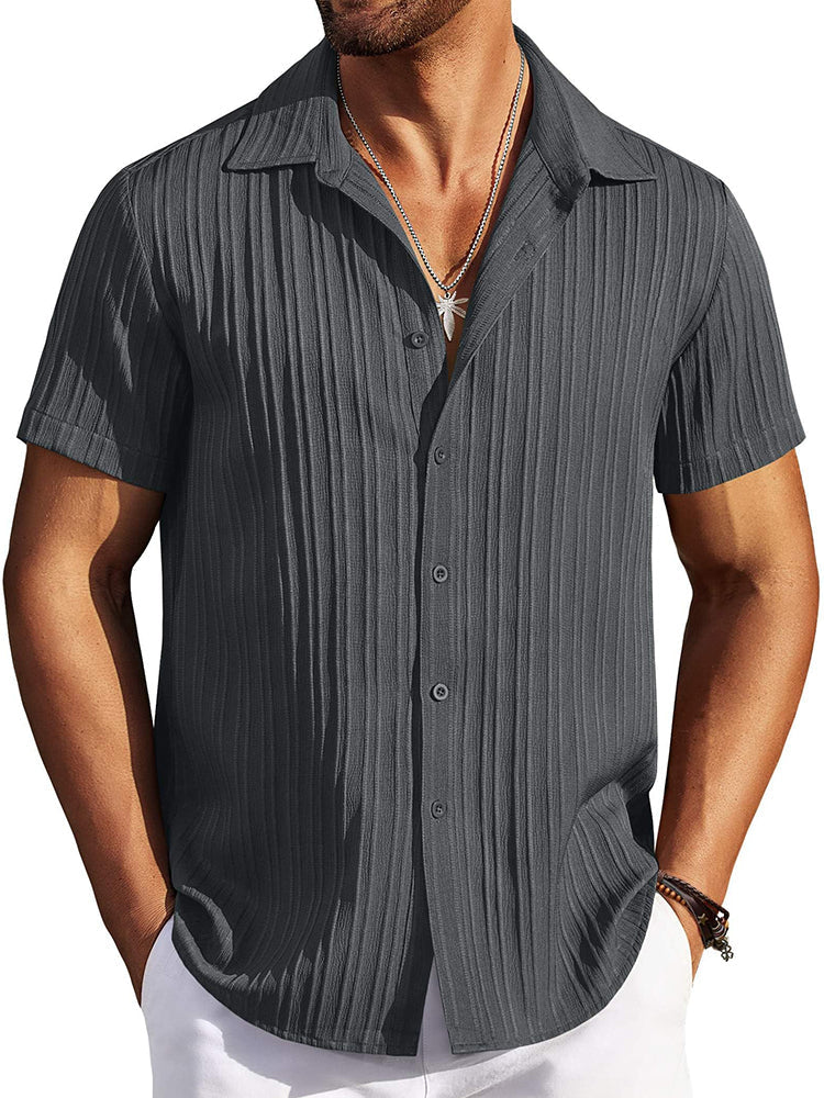 Camisa texturizada de playa de manga corta