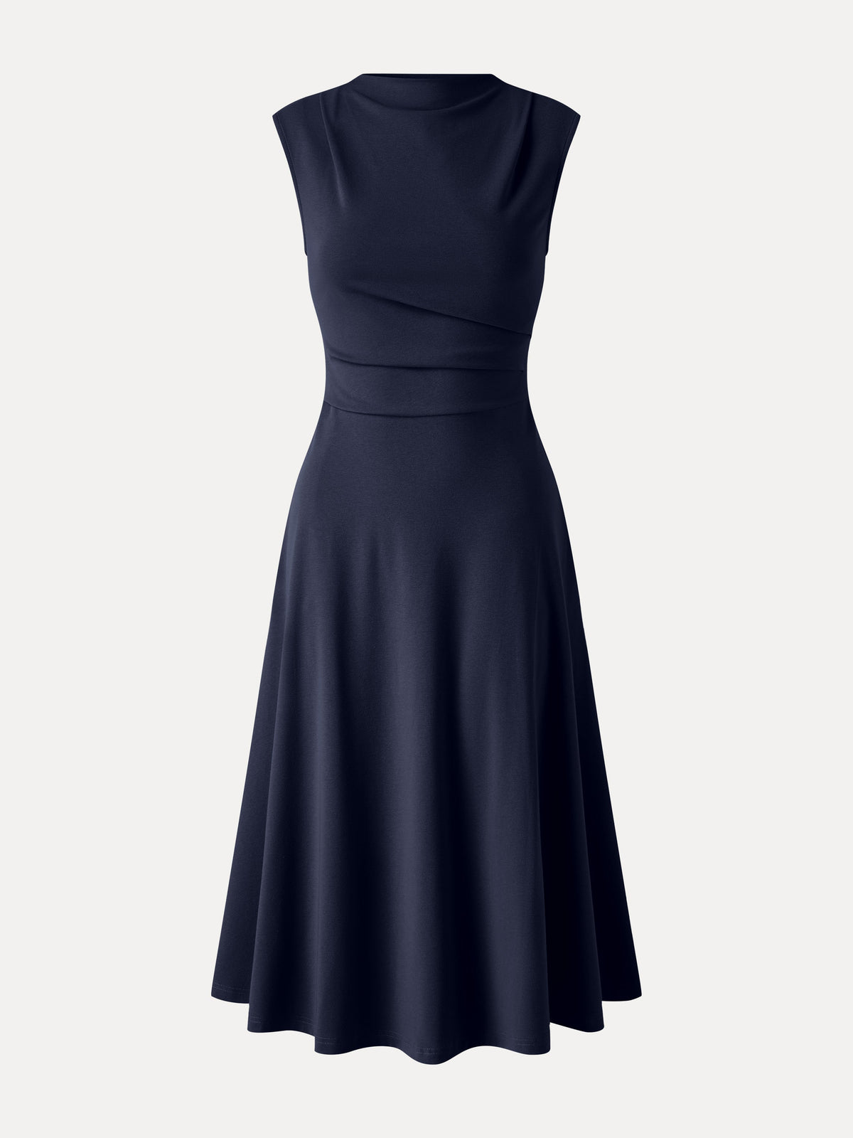 Vestido midi de cuello alto sin mangas con pinzas