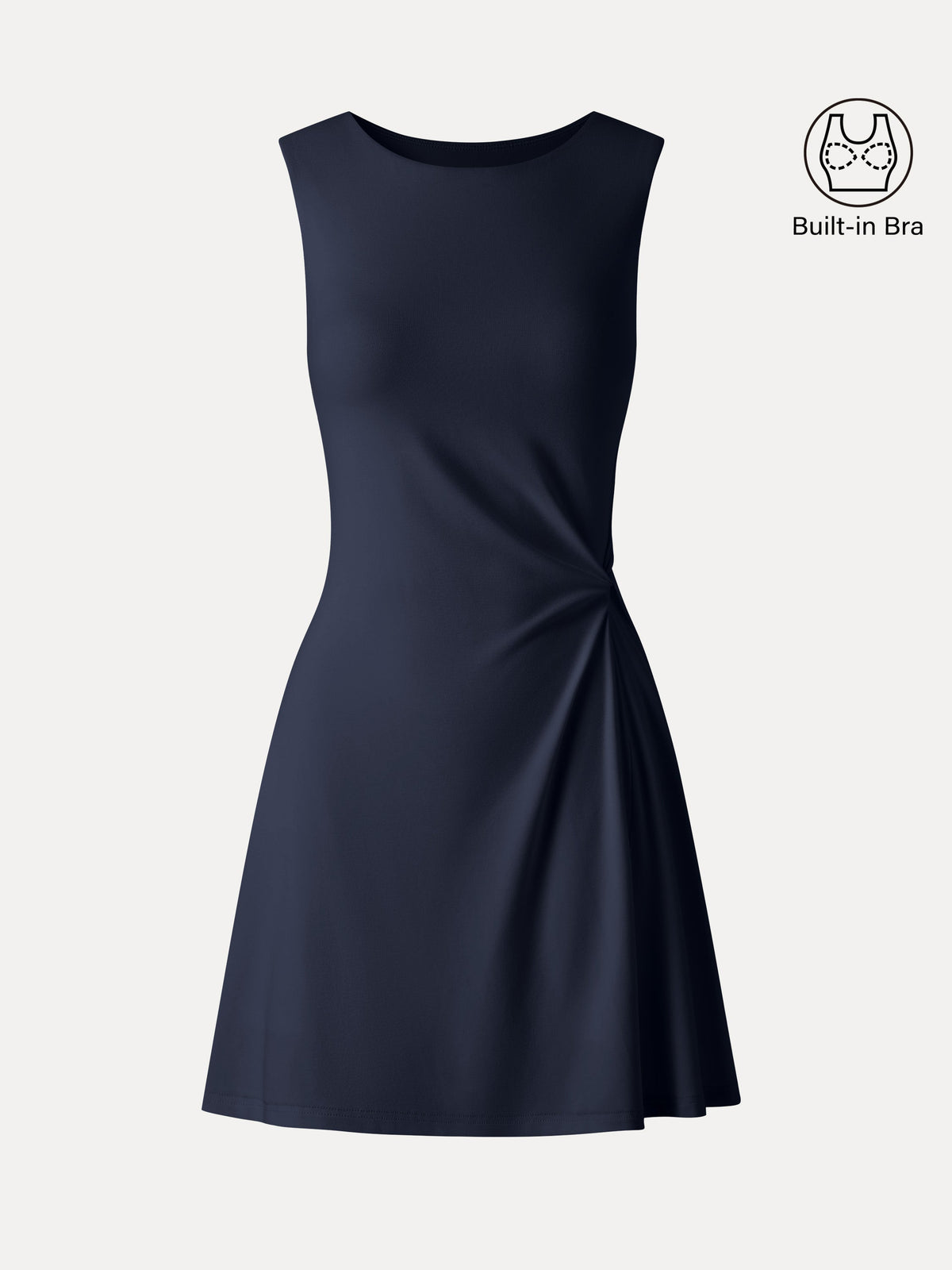 Vestido brami mini de cuello redondo canalé con torsión lateral