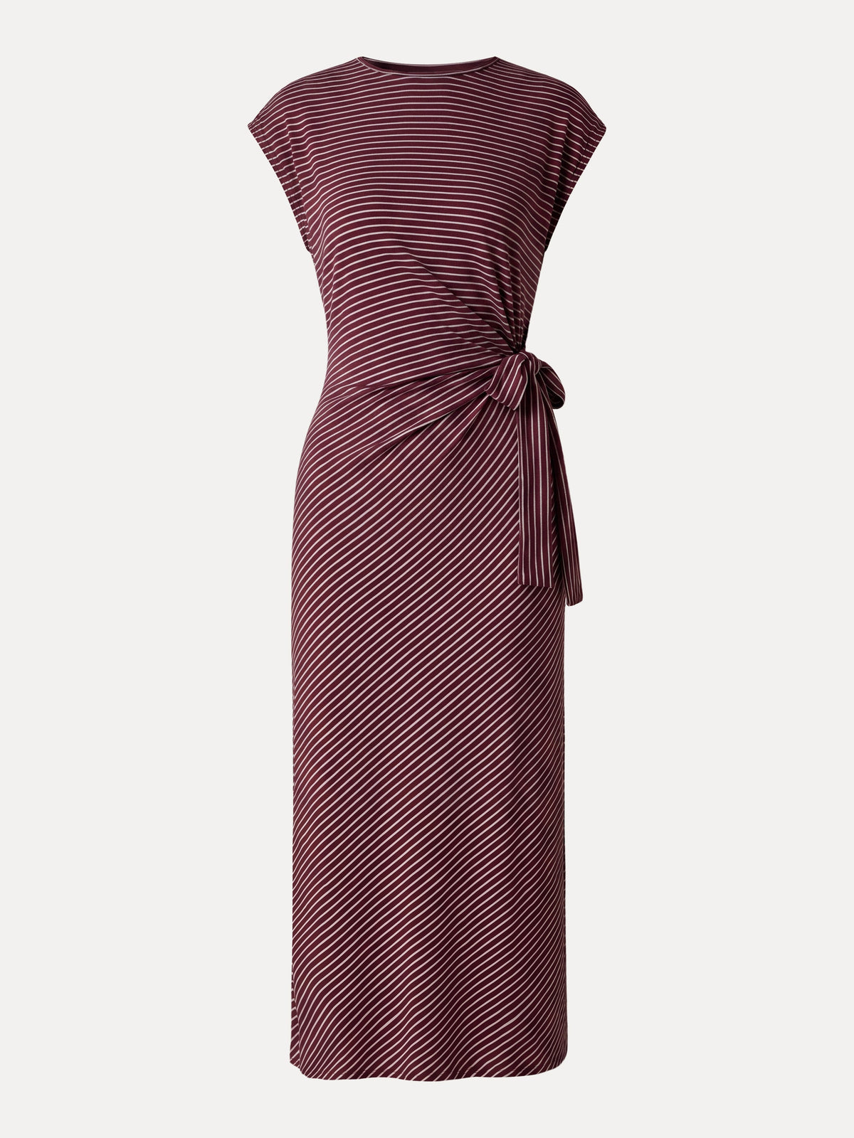 Vestido midi de rayas relajado con lazo ajustable