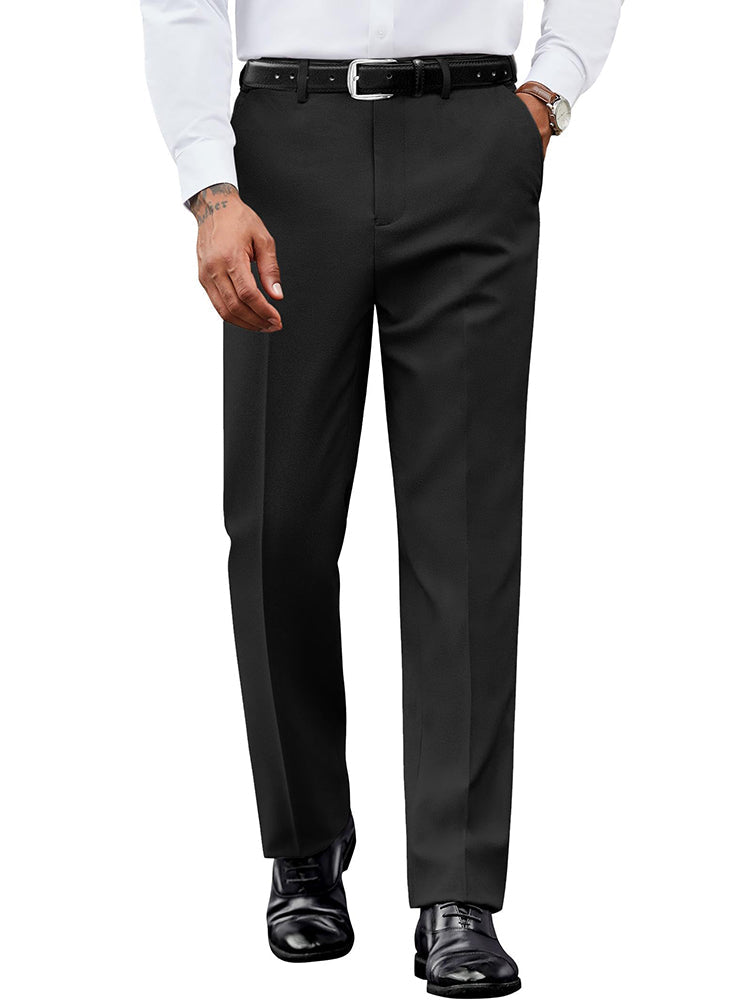 Pantalón de vestir frontal liso con cintura expandible