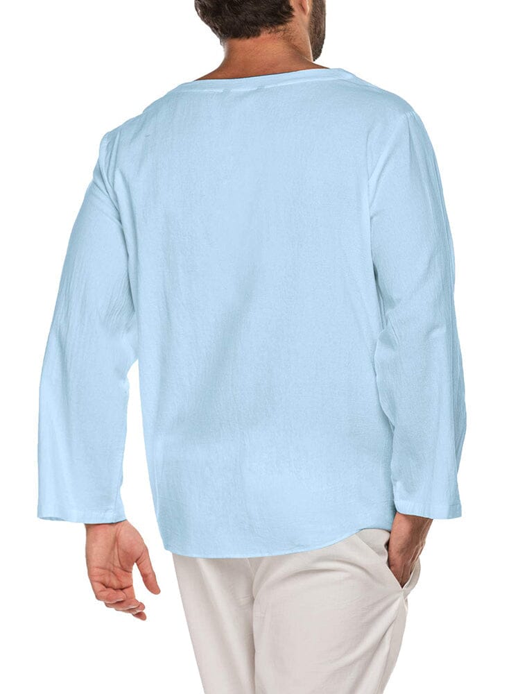 Camisa de lino y algodón con cordón ajustable