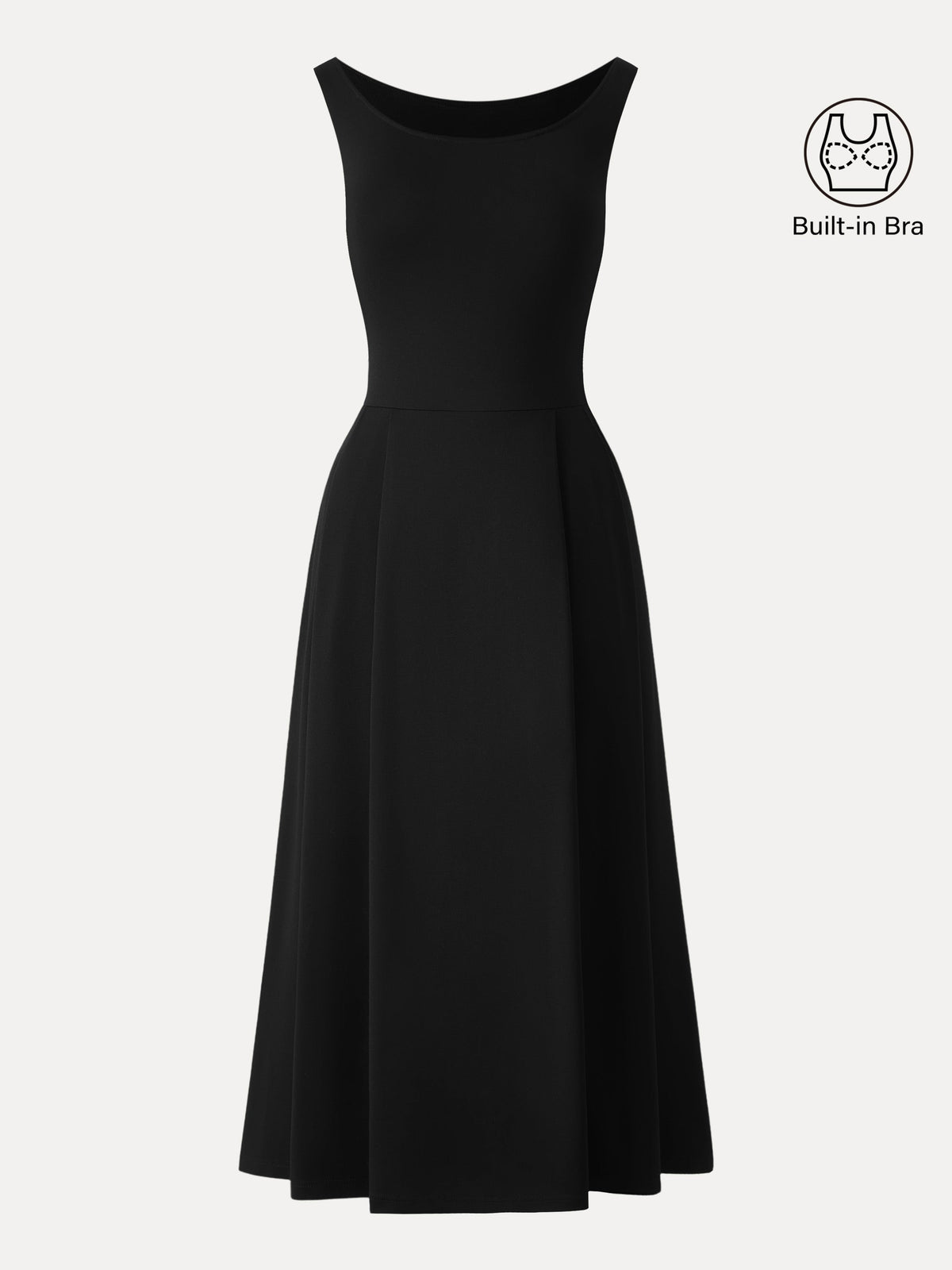 Vestido brami midi de cuello barco con bolsillos