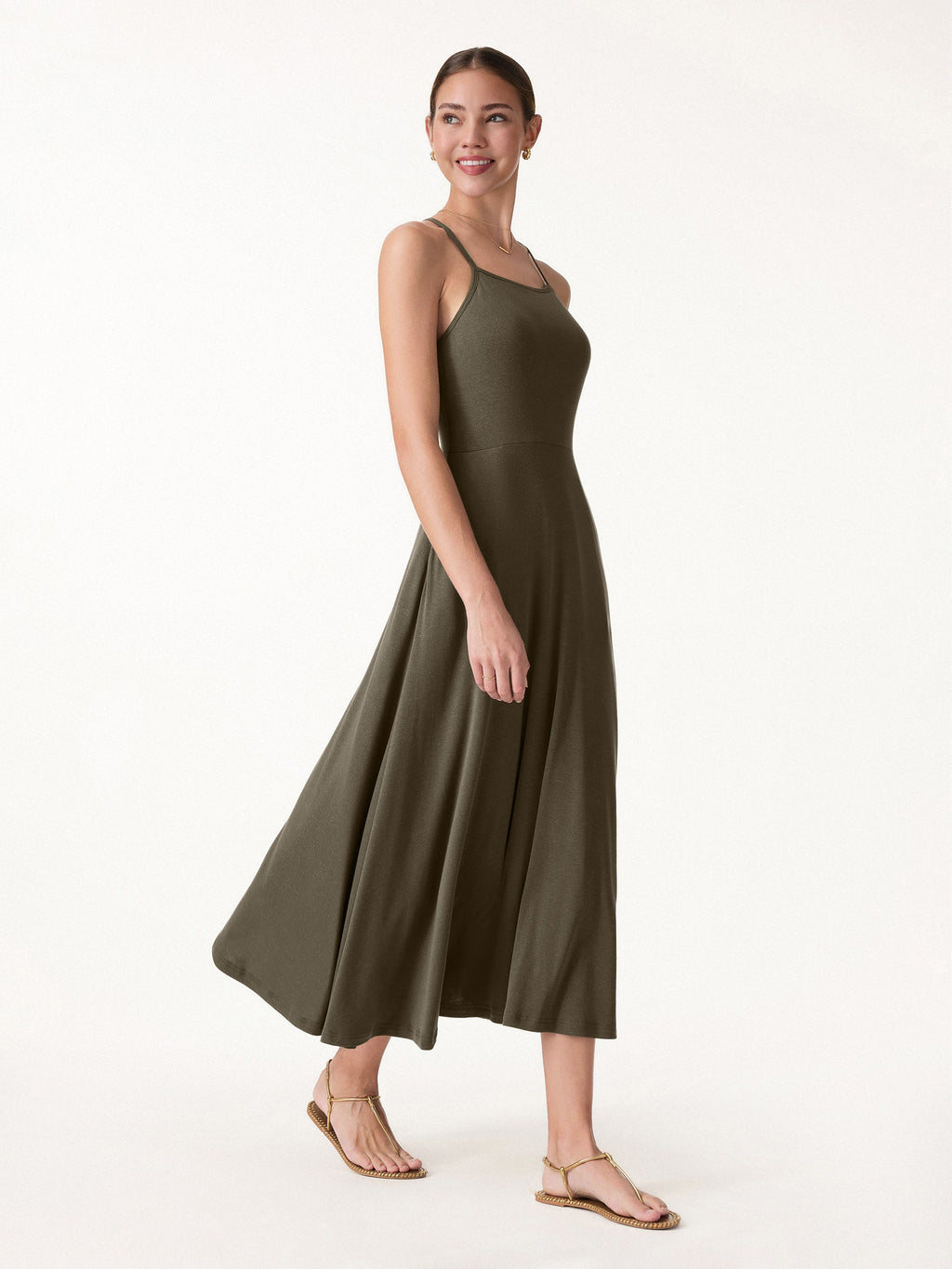 Vestido brami midi de lino y tirantes finos