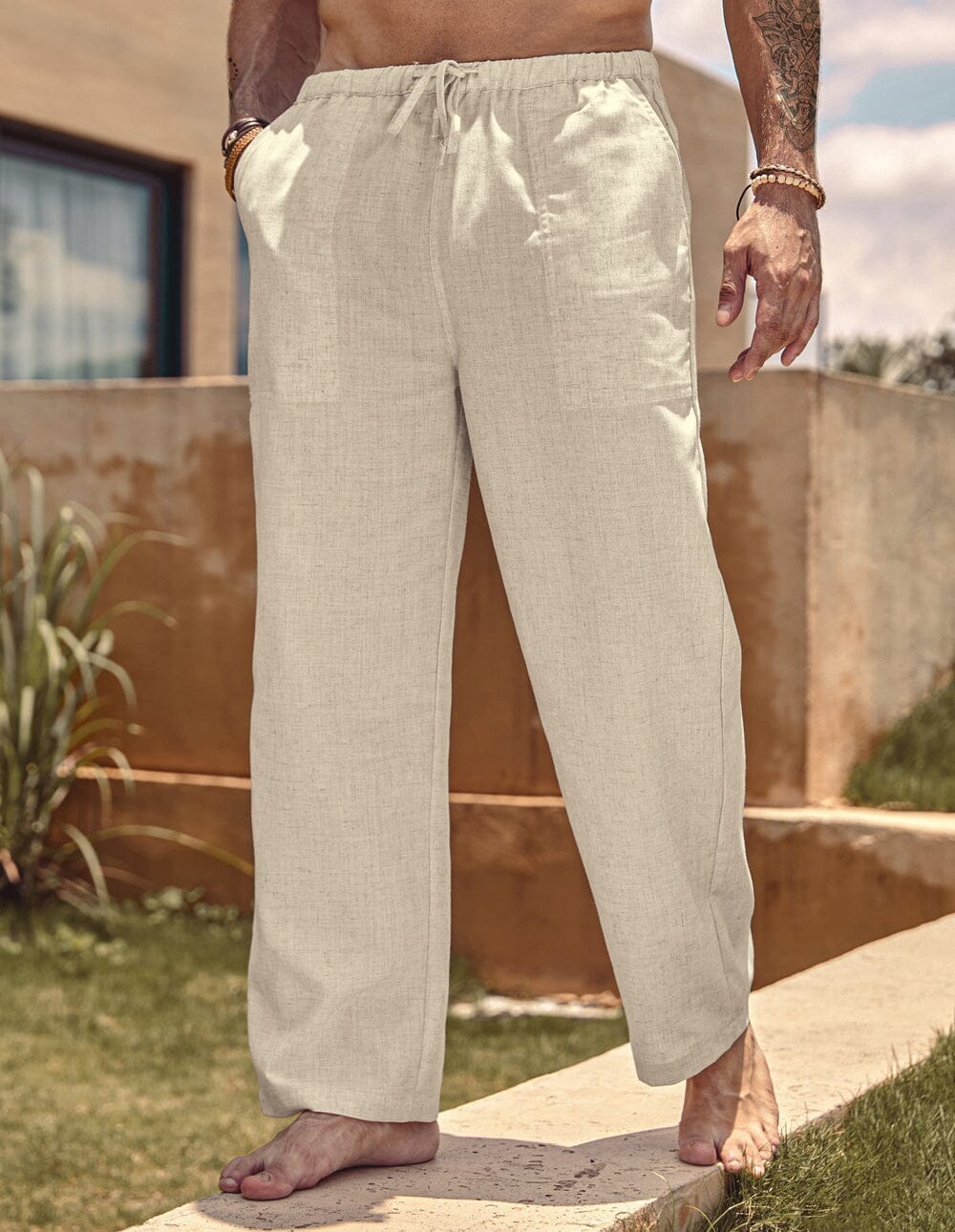 Pantalón holgado estilo lino