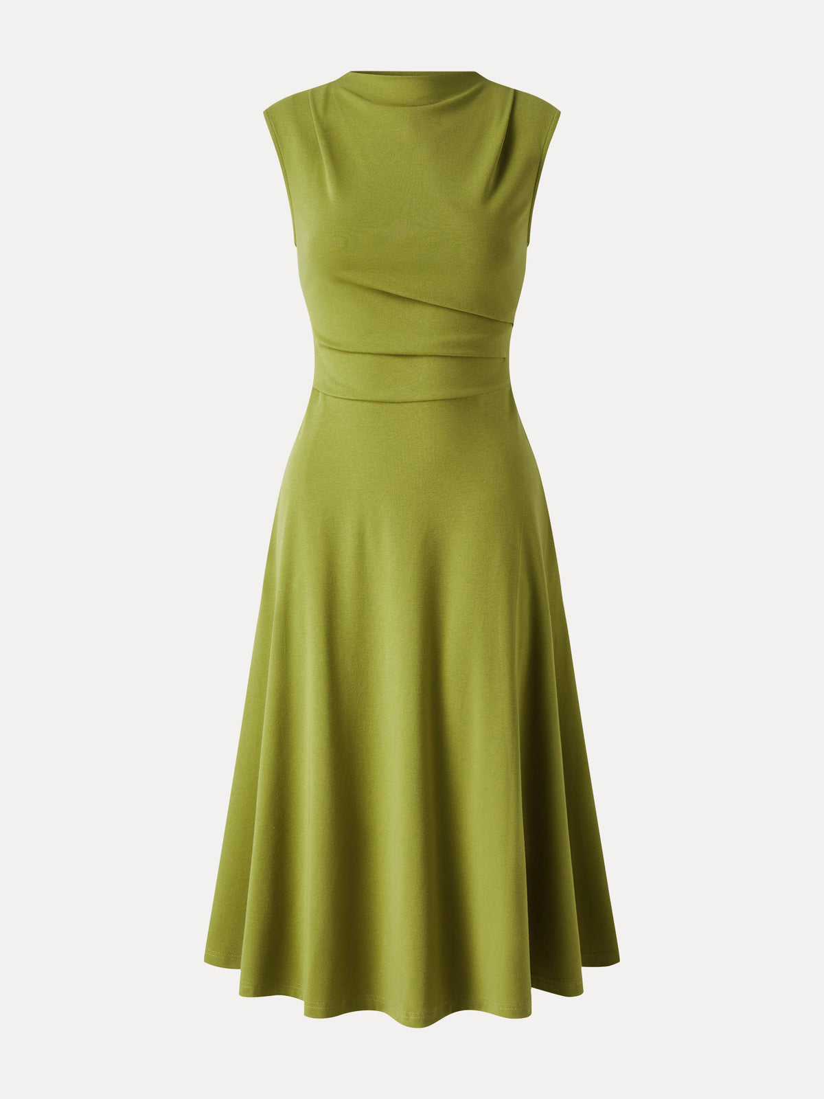 Vestido midi de cuello alto sin mangas con pinzas