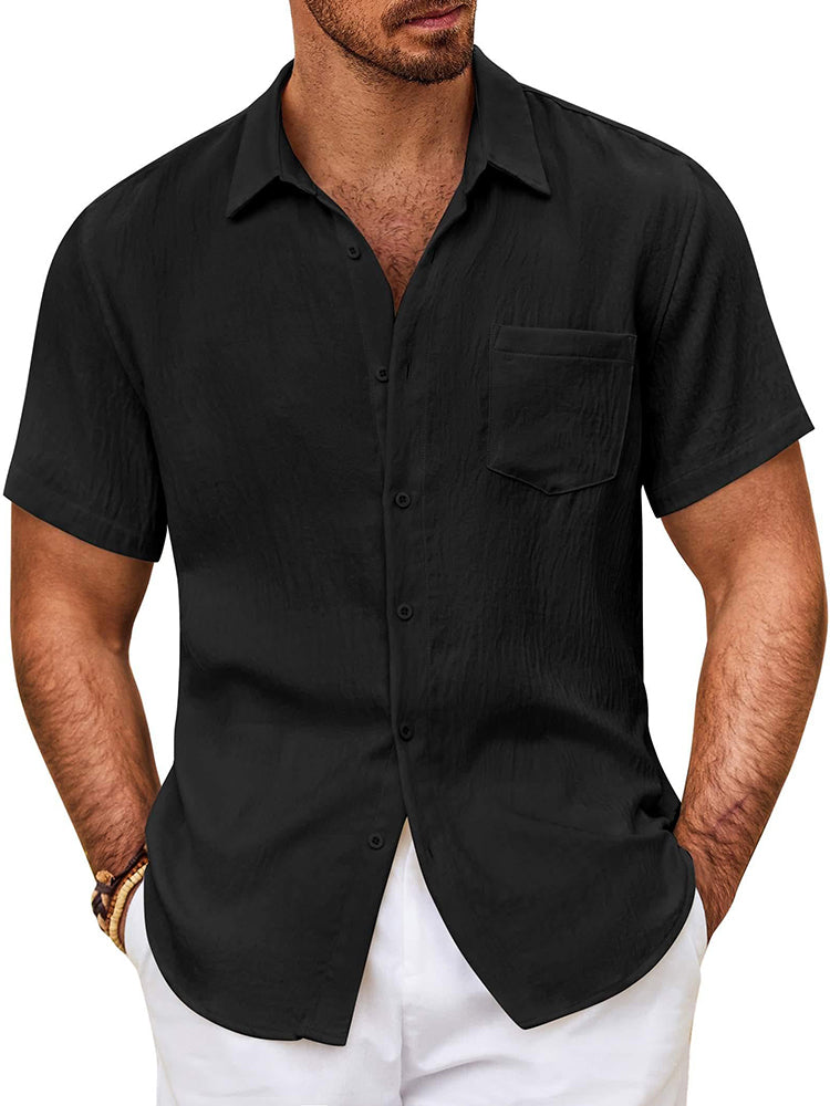 Camisa texturizada de manga corta con botones