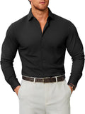 Camisa de vestir elástica antiarrugas de manga larga
