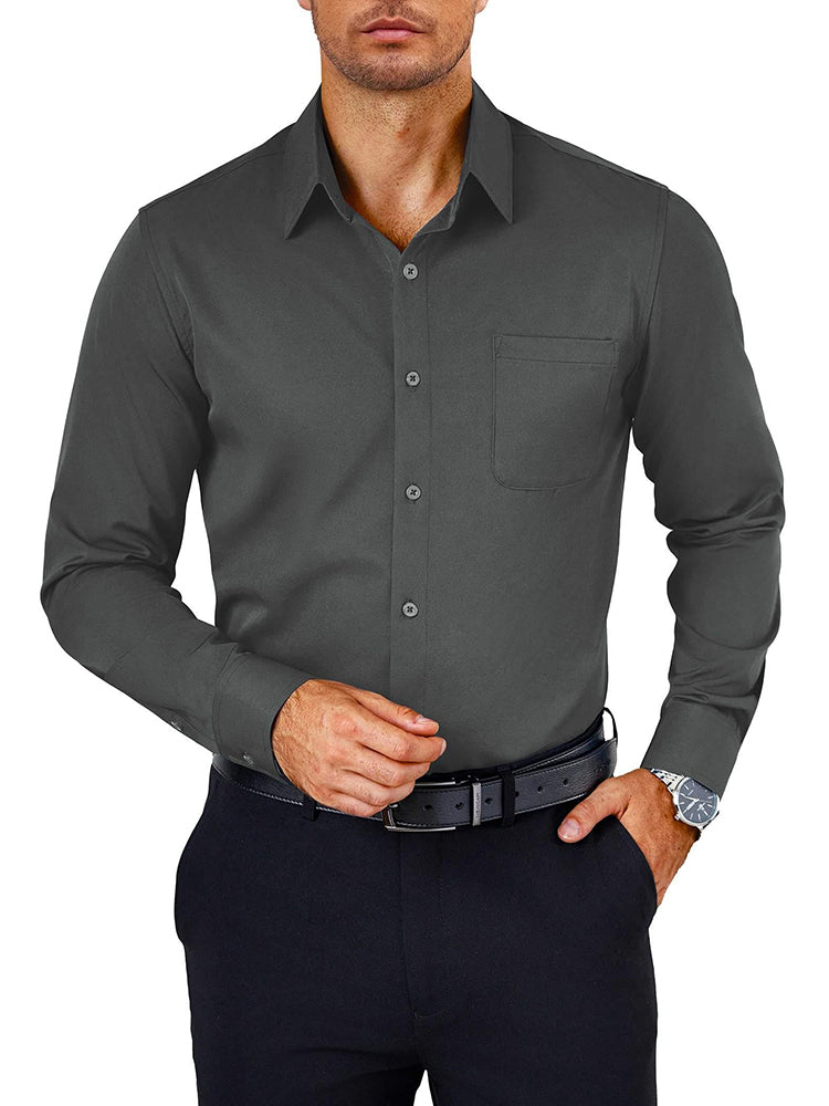 Camisa de vestir antiarrugas de botones